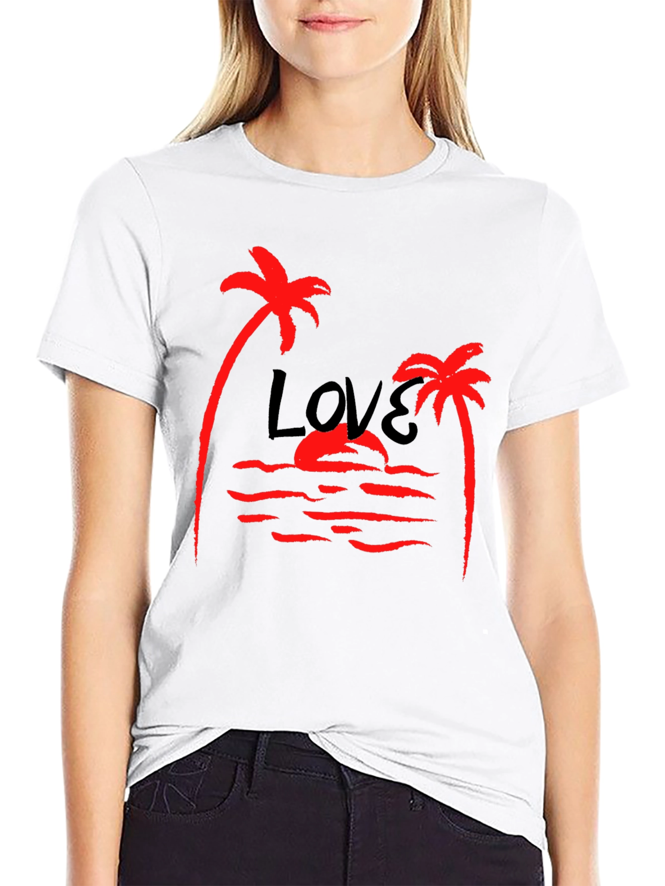 Tropical Love Palm Tree Graphic T-Shirt