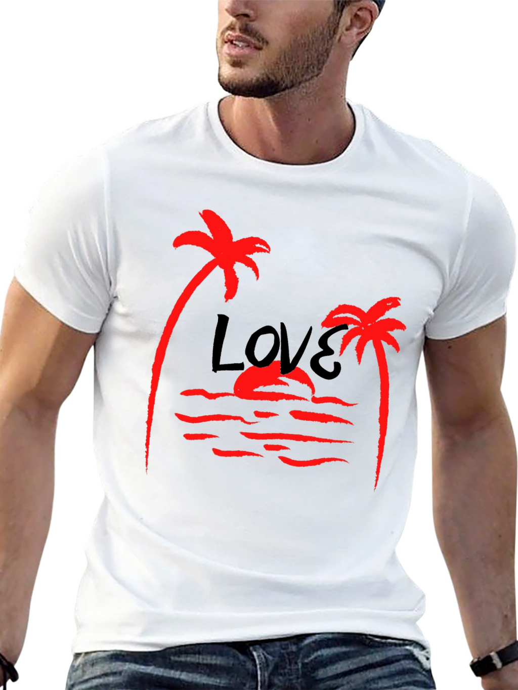 Tropical Love Palm Tree Graphic T-Shirt