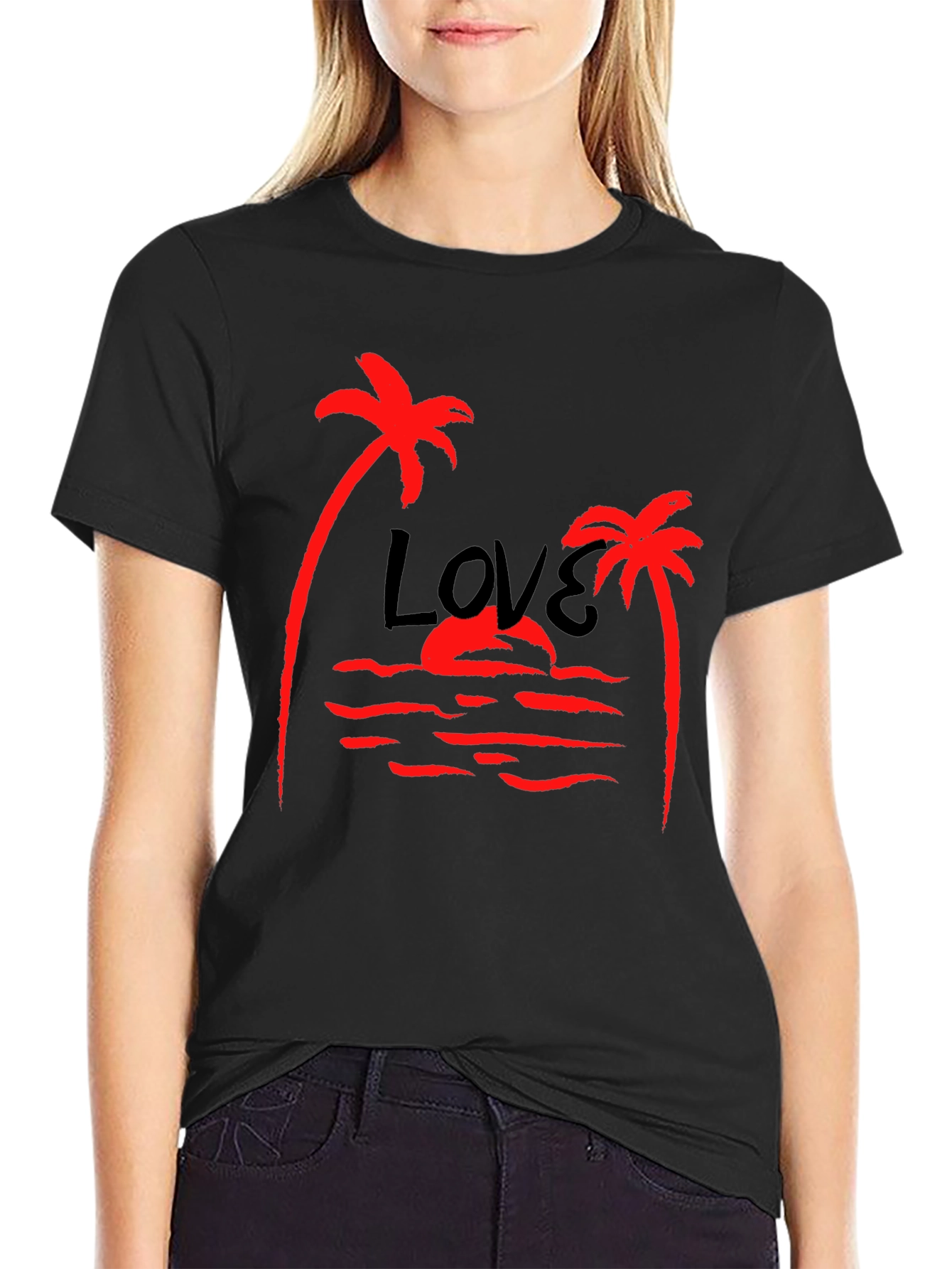 Tropical Love Palm Tree Graphic T-Shirt
