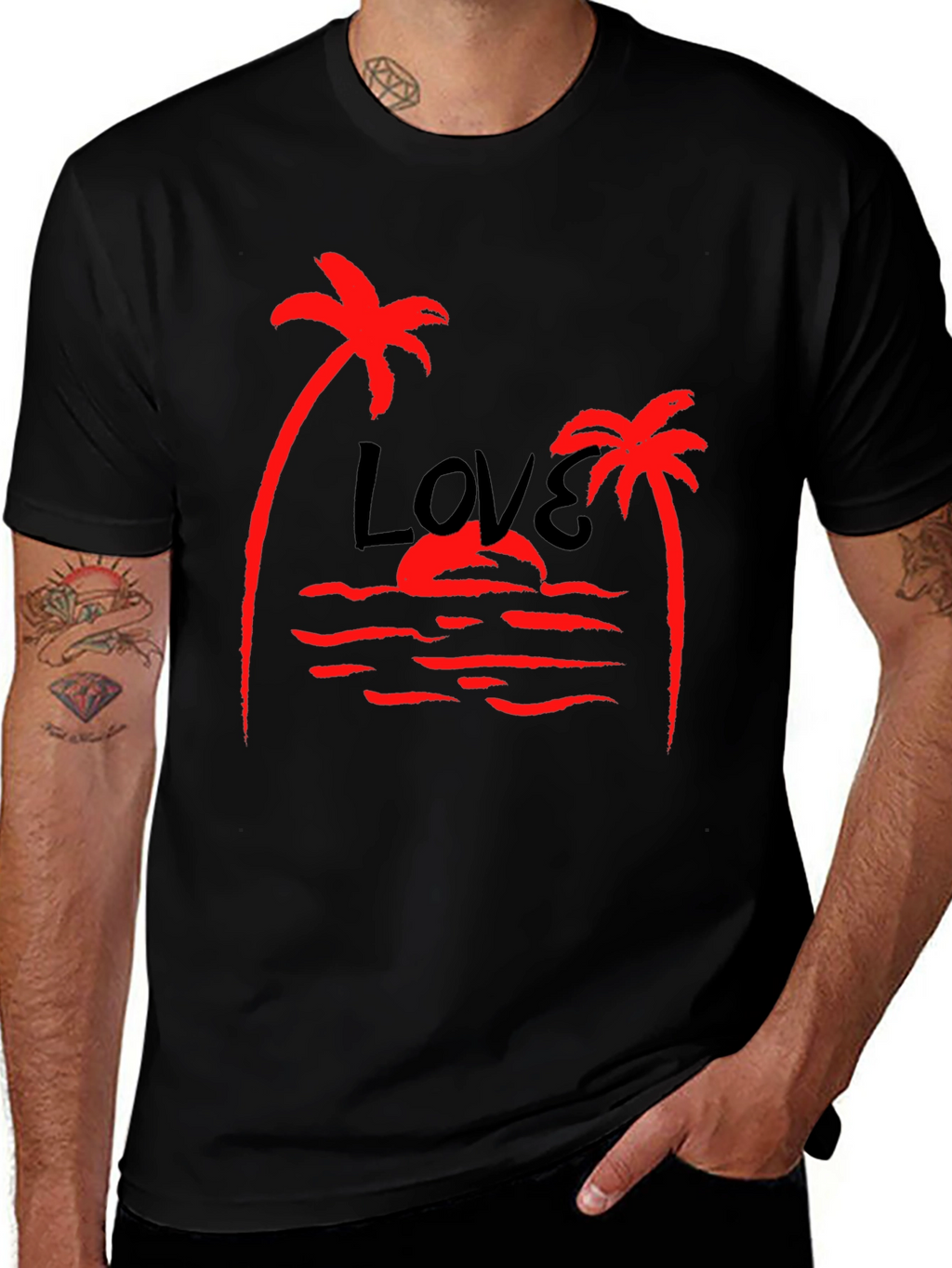 Tropical Love Palm Tree Graphic T-Shirt