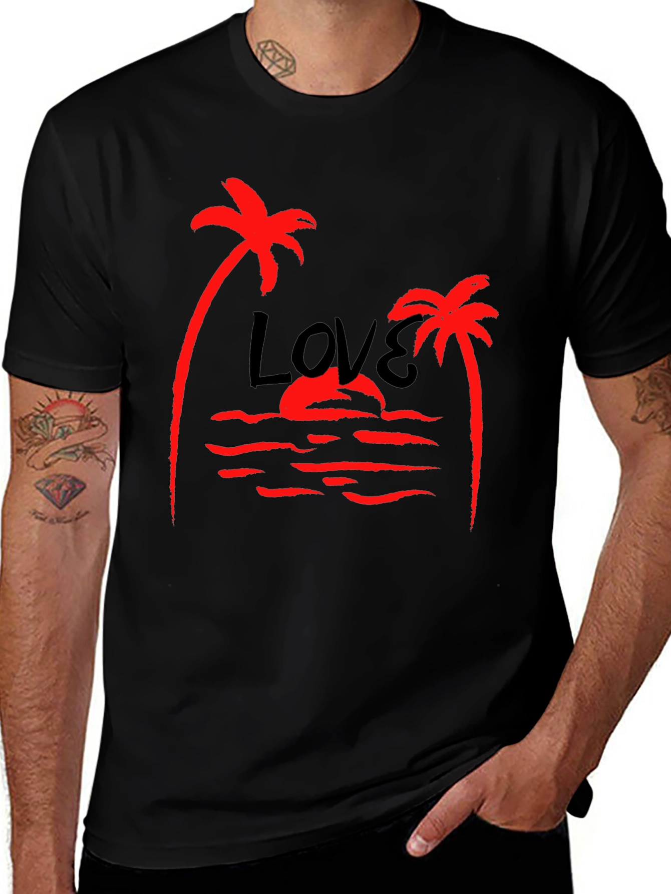 Tropical Love Palm Tree Graphic T-Shirt