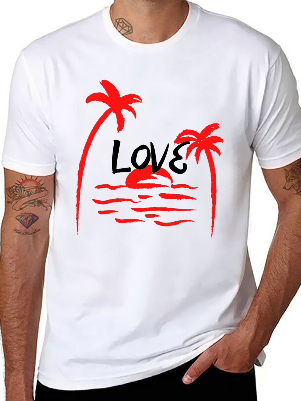 Tropical Love Palm Tree Graphic T-Shirt