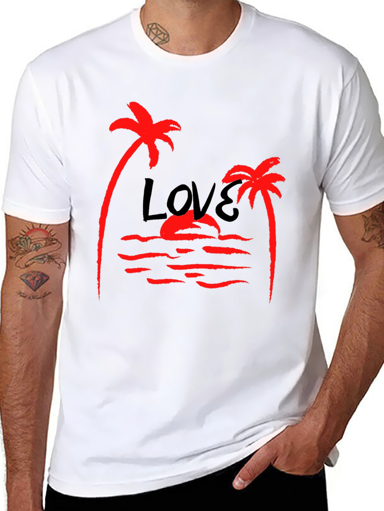 Tropical Love Palm Tree Graphic T-Shirt