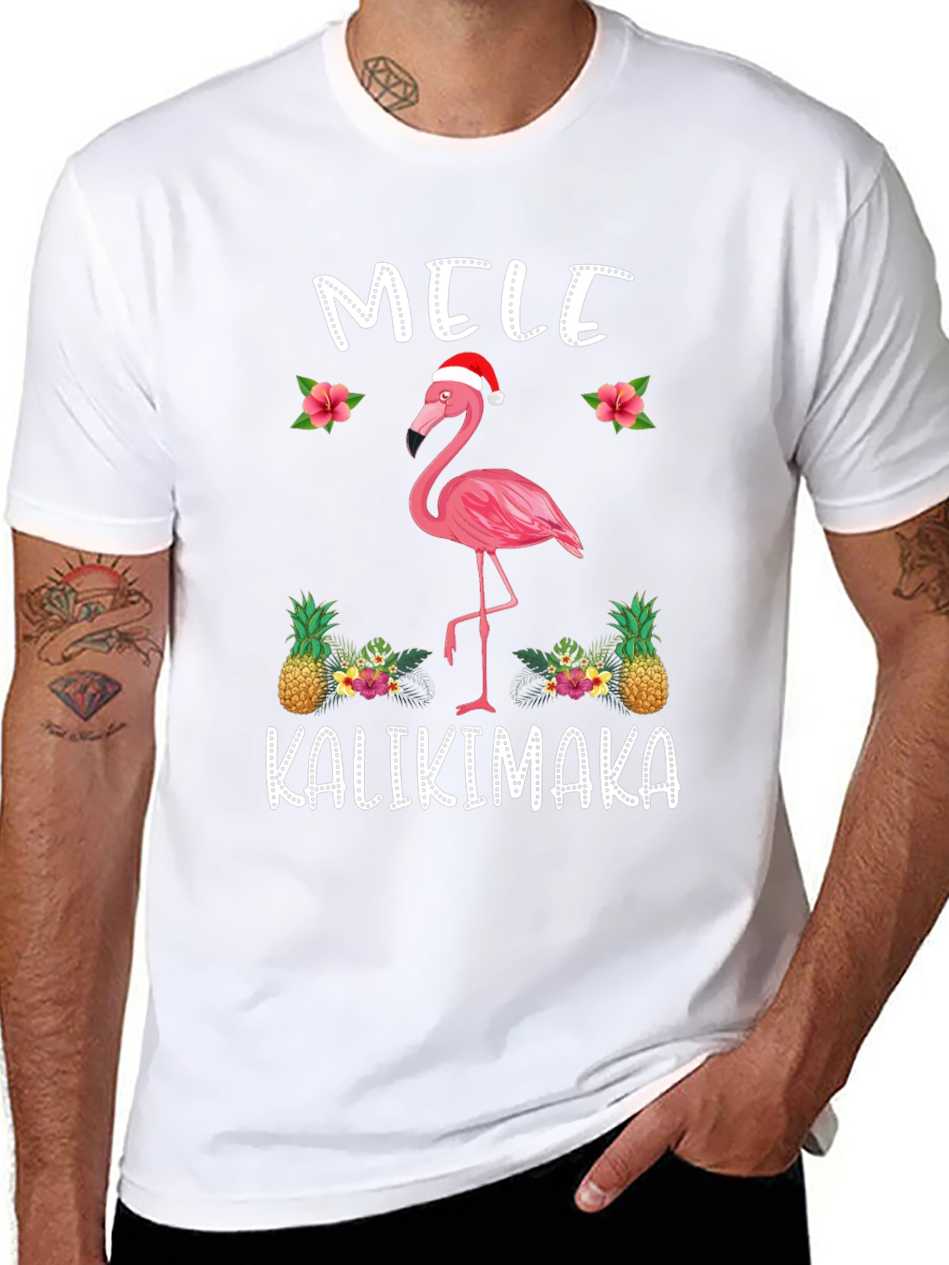 Mele Kalikimaka Flamingo Christmas T-Shirt