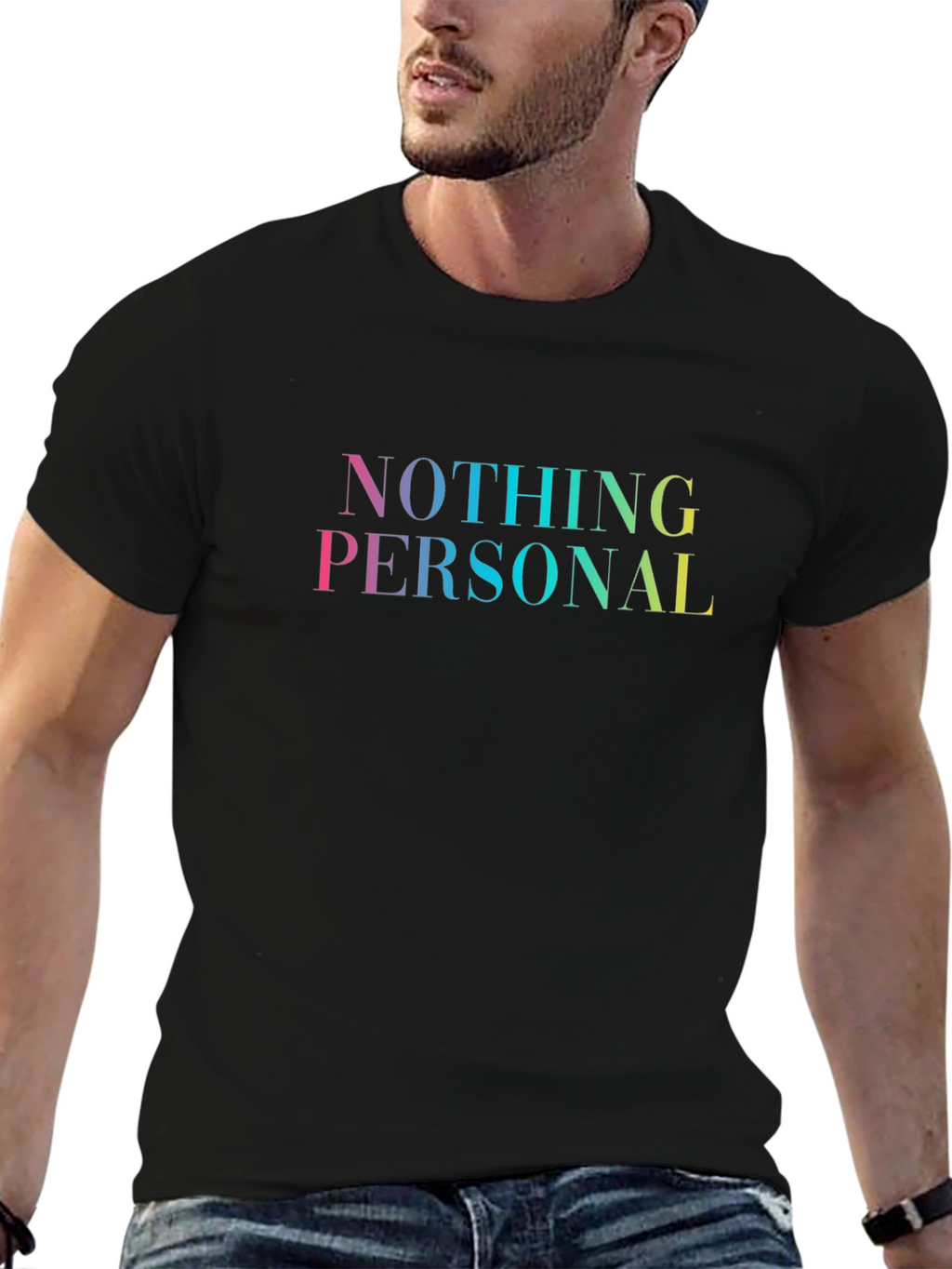 Nothing Personal Rainbow Text Graphic Tee