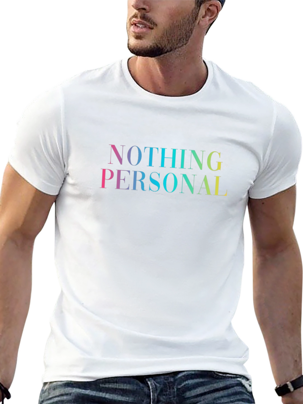 Nothing Personal Rainbow Text Graphic Tee