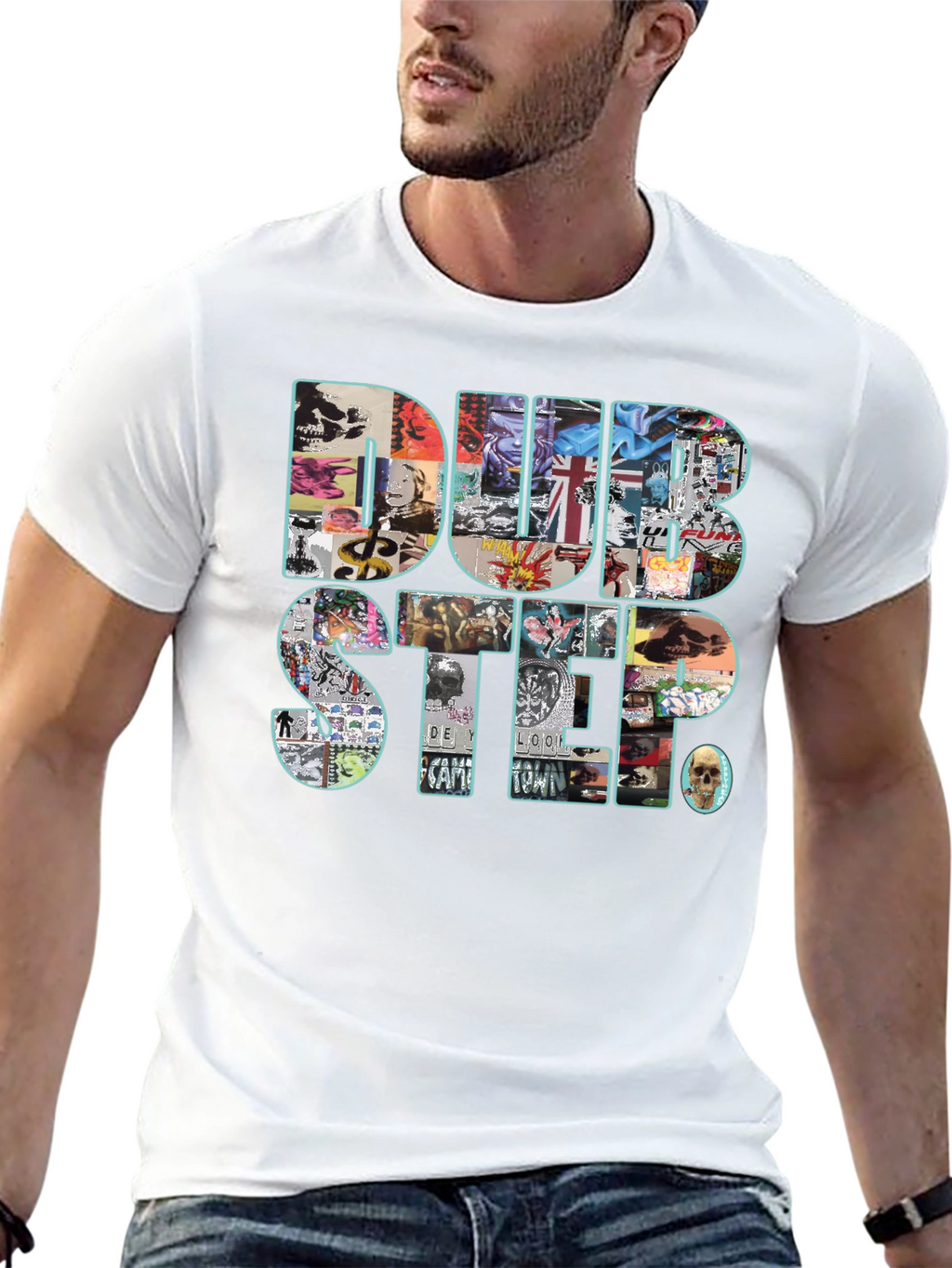 Dubstep Collage Graphic Black T-Shirt