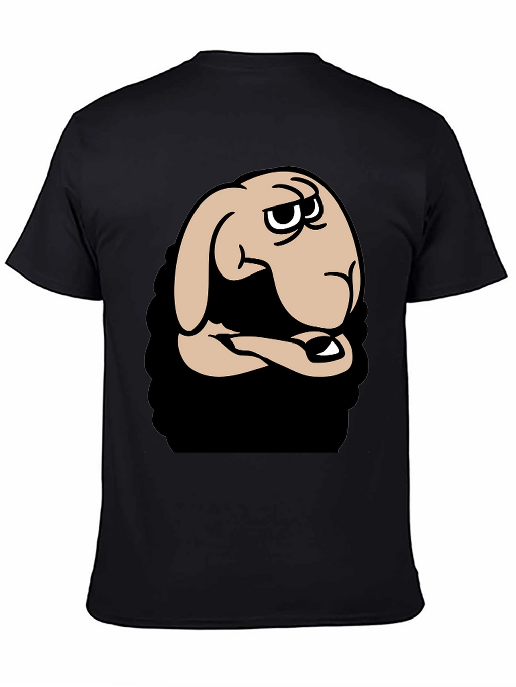Funny Cartoon Sheep Graphic Black T-Shirt