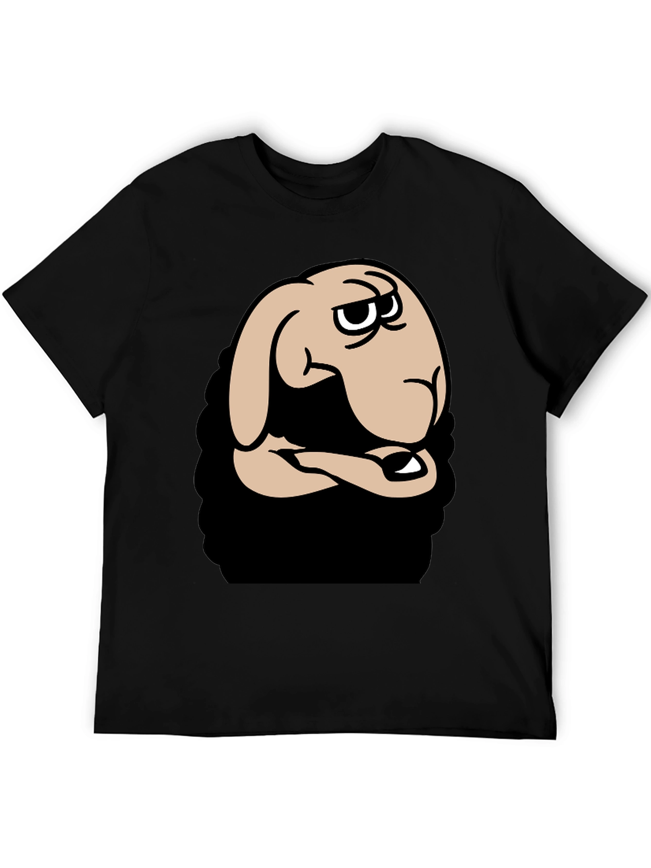 Funny Cartoon Sheep Graphic Black T-Shirt