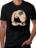 Funny Cartoon Sheep Graphic Black T-Shirt