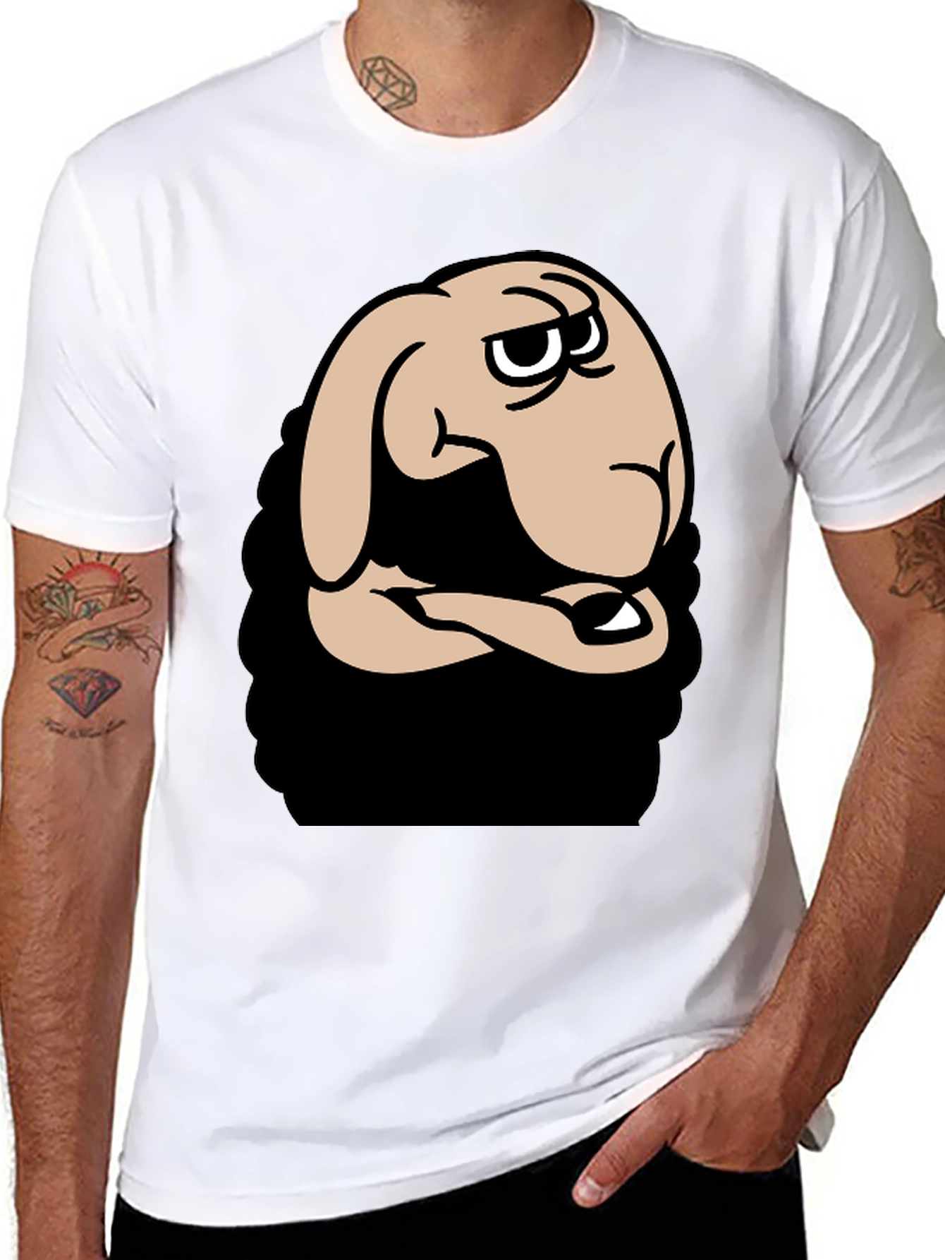 Funny Cartoon Sheep Graphic Black T-Shirt
