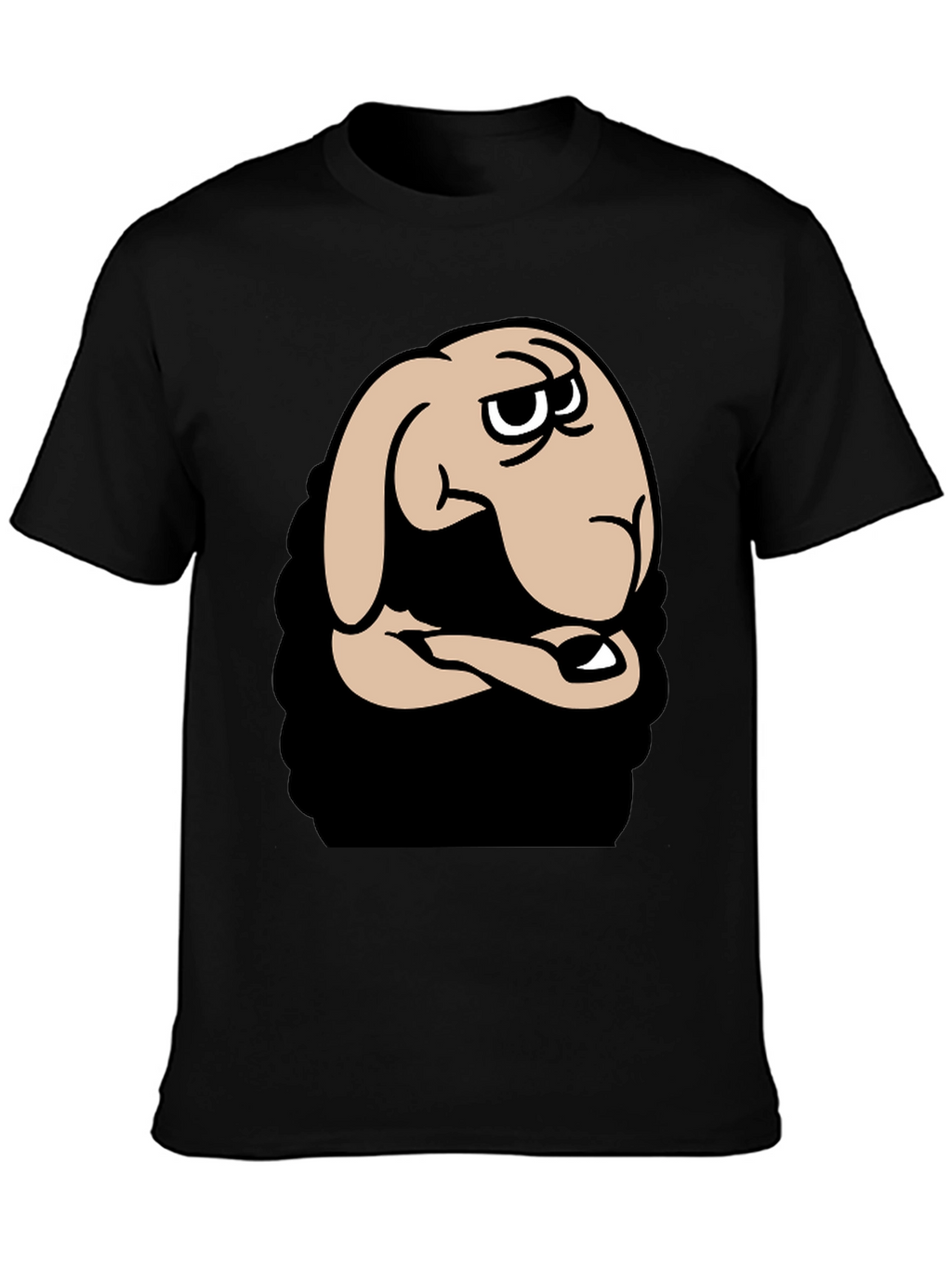 Funny Cartoon Sheep Graphic Black T-Shirt