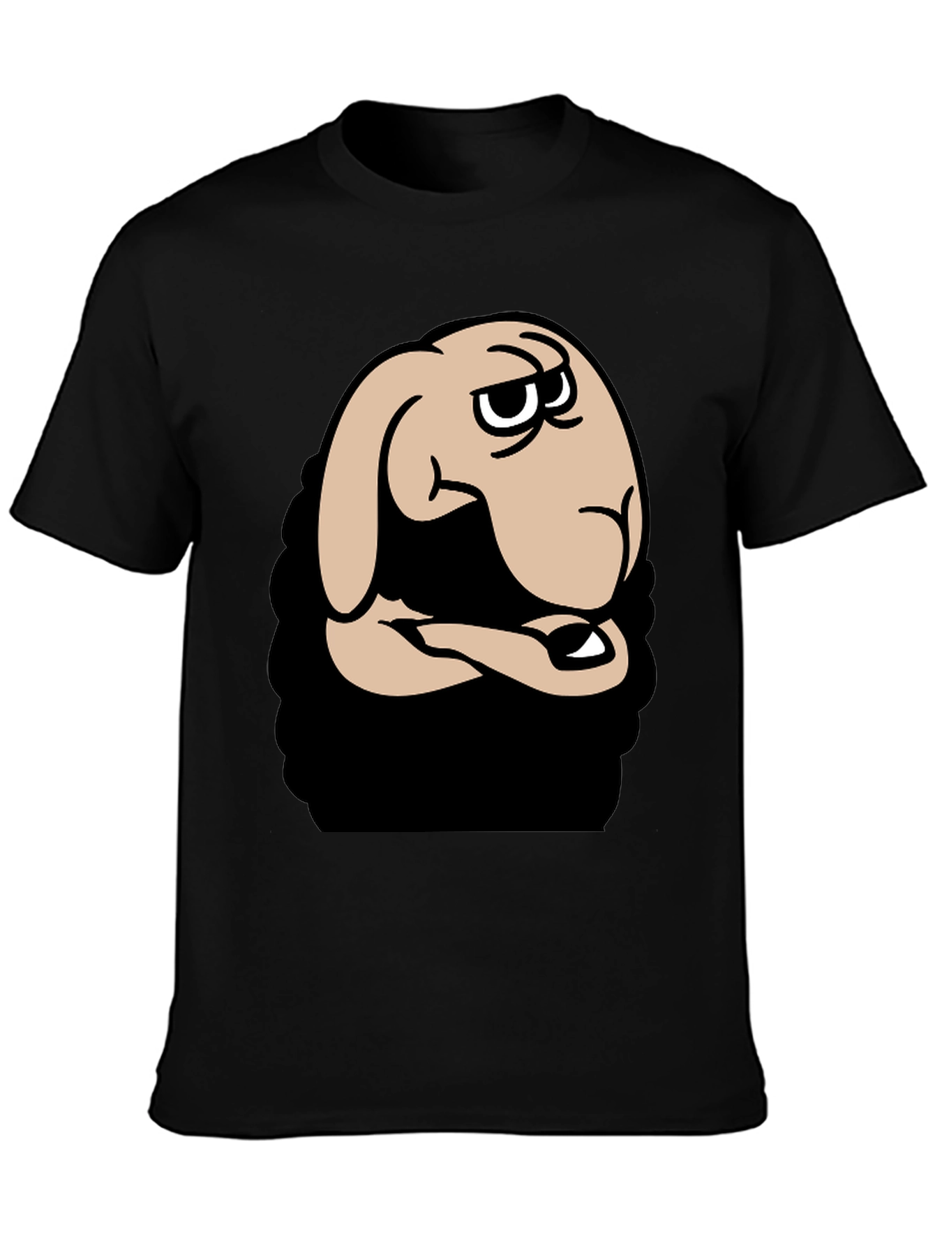 Funny Cartoon Sheep Graphic Black T-Shirt