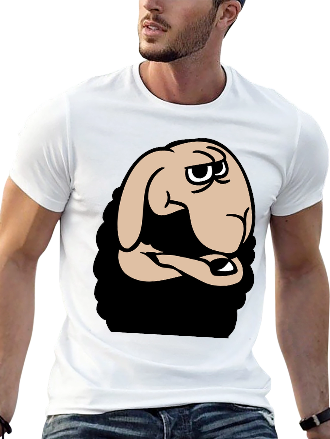 Funny Cartoon Sheep Graphic Black T-Shirt