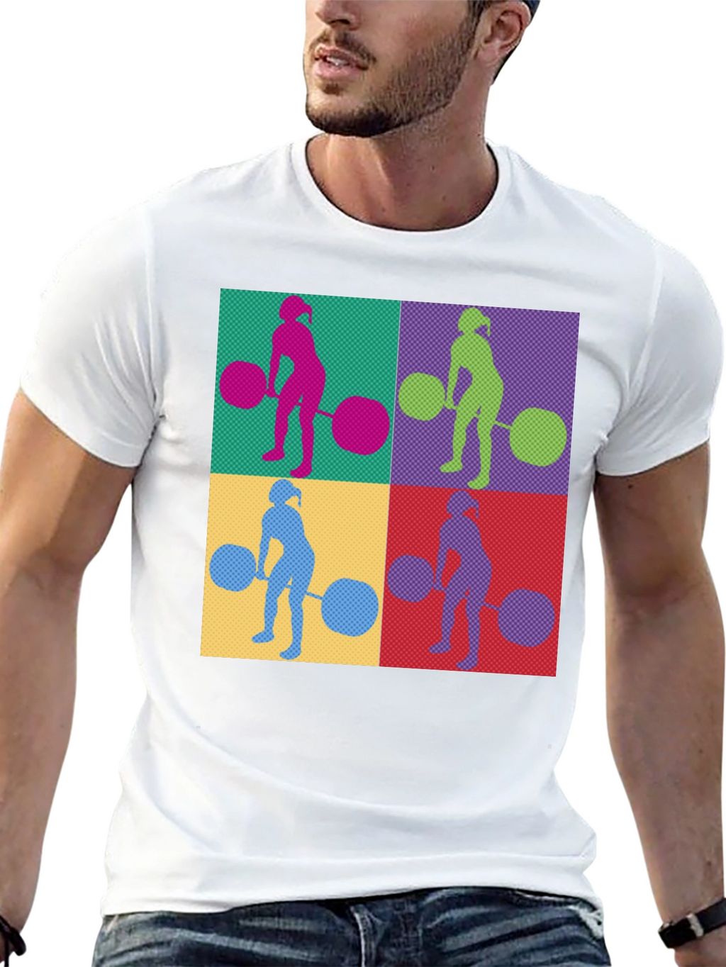 Weightlifting Woman T-Shirt - Retro Pop Art Style