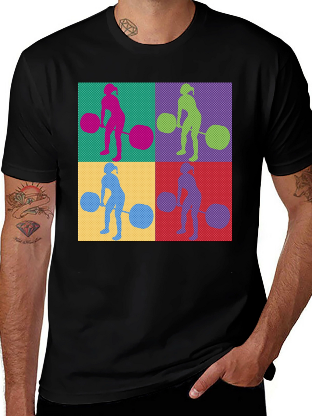 Weightlifting Woman T-Shirt - Retro Pop Art Style
