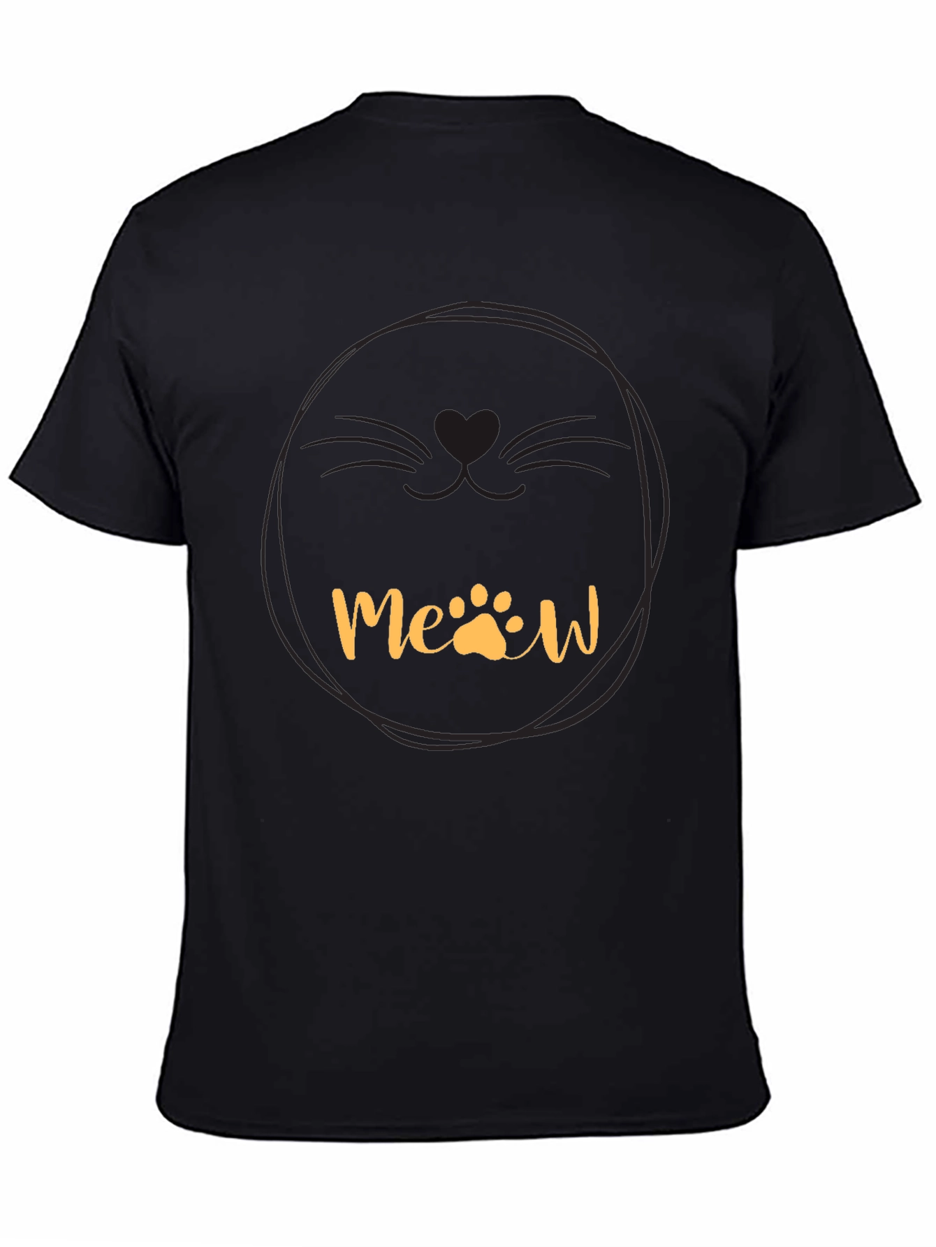 Meow Cat Lover T-Shirt -  Black Cotton Blend Stylish and Comfortable