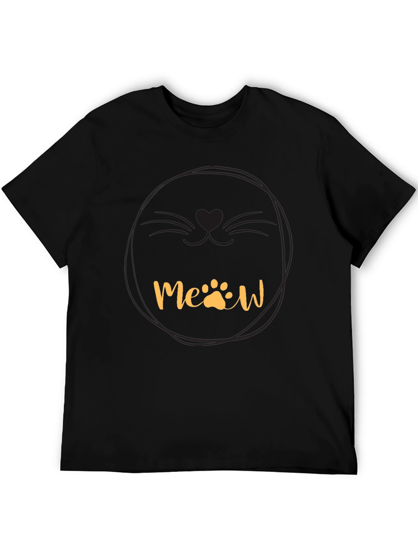 Meow Cat Lover T-Shirt -  Black Cotton Blend Stylish and Comfortable