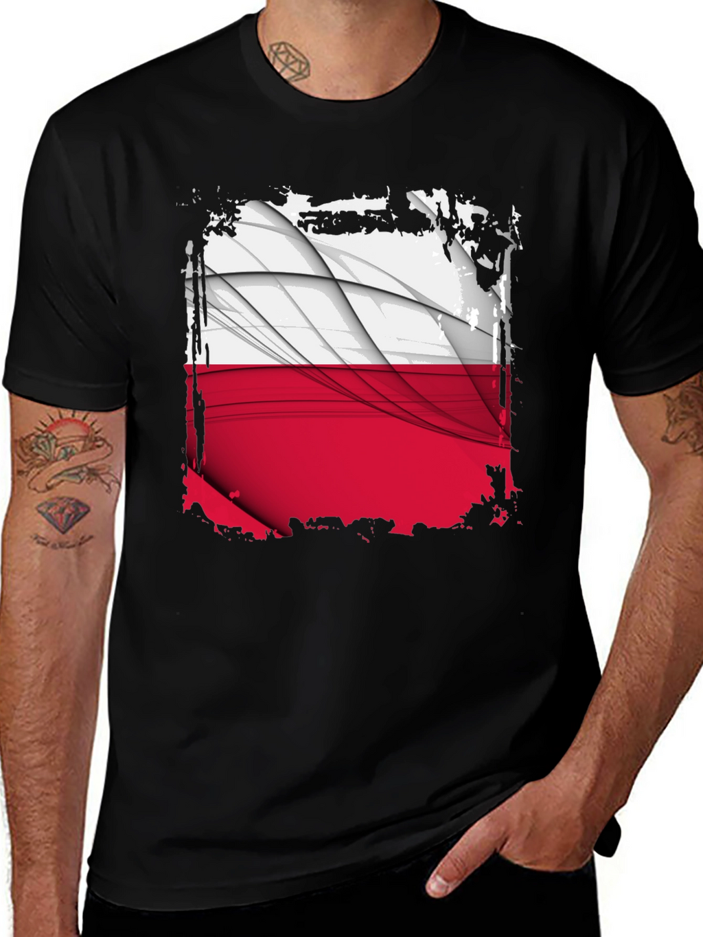 Poland Flag Graphic Black T-Shirt