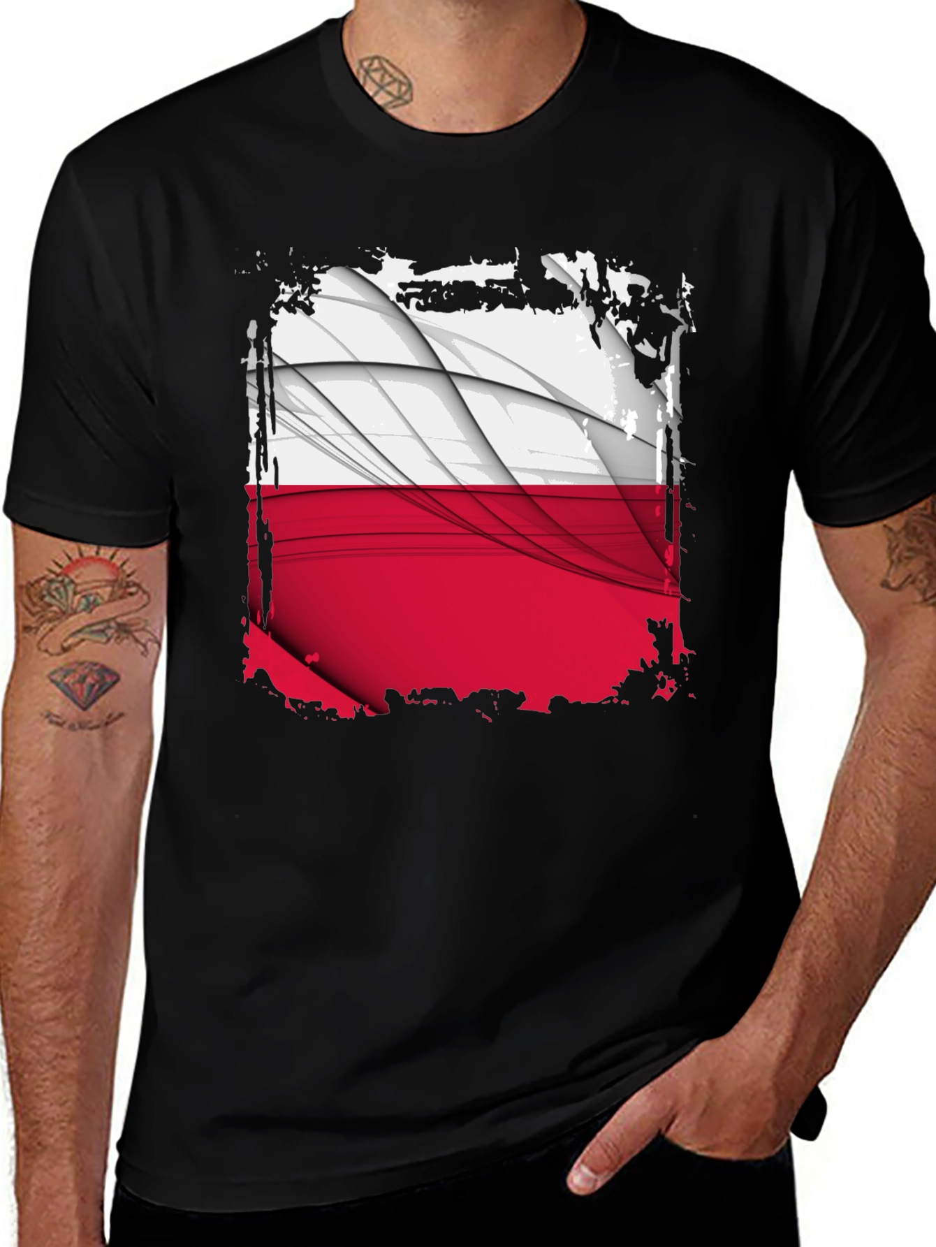 Poland Flag Graphic Black T-Shirt
