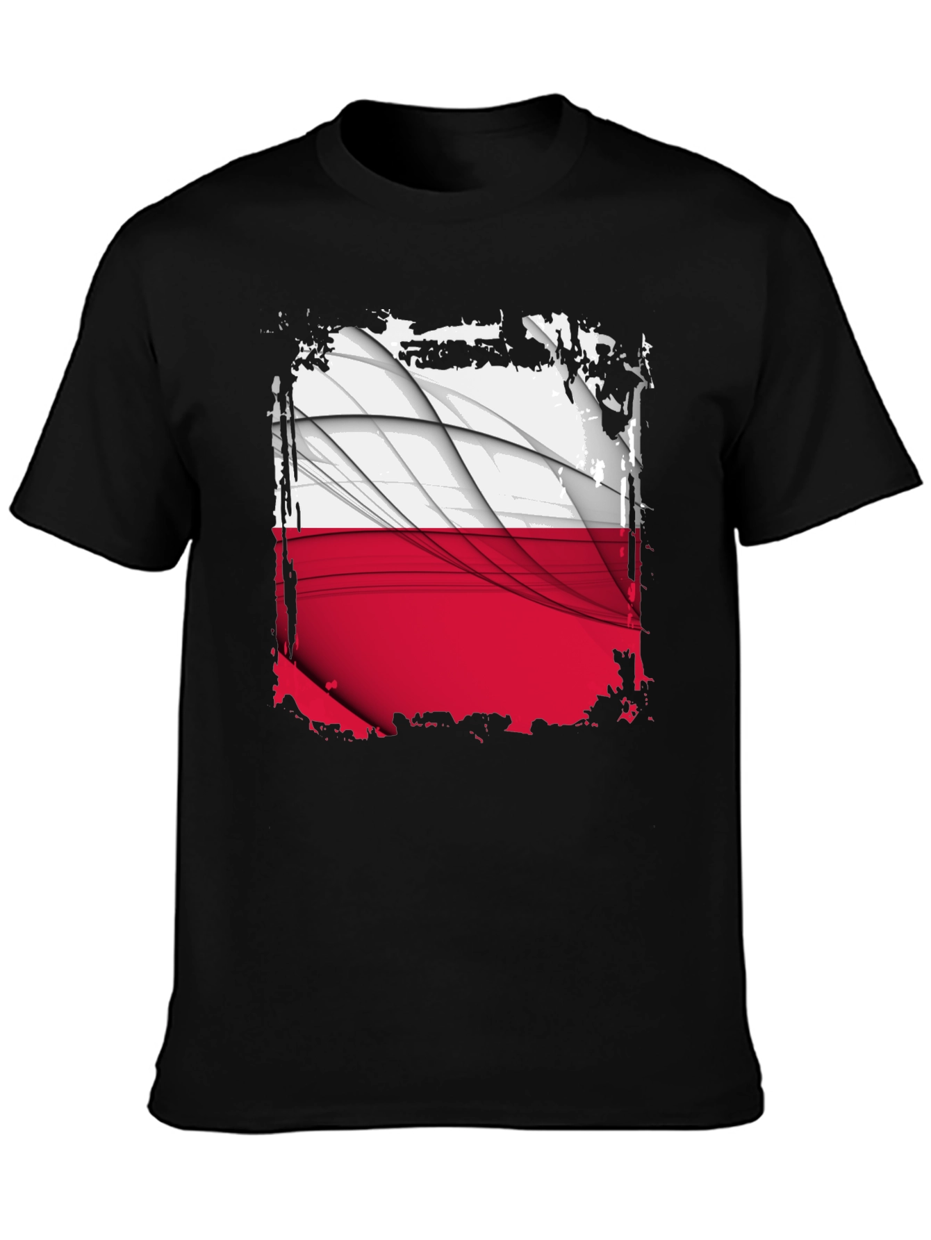 Poland Flag Graphic Black T-Shirt