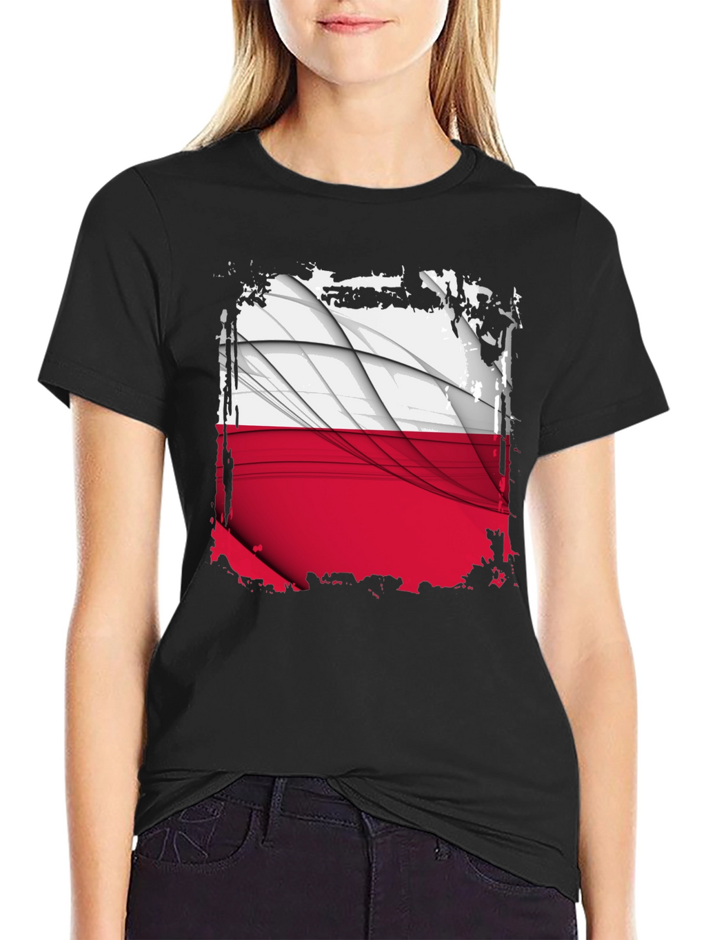 Poland Flag Graphic Black T-Shirt