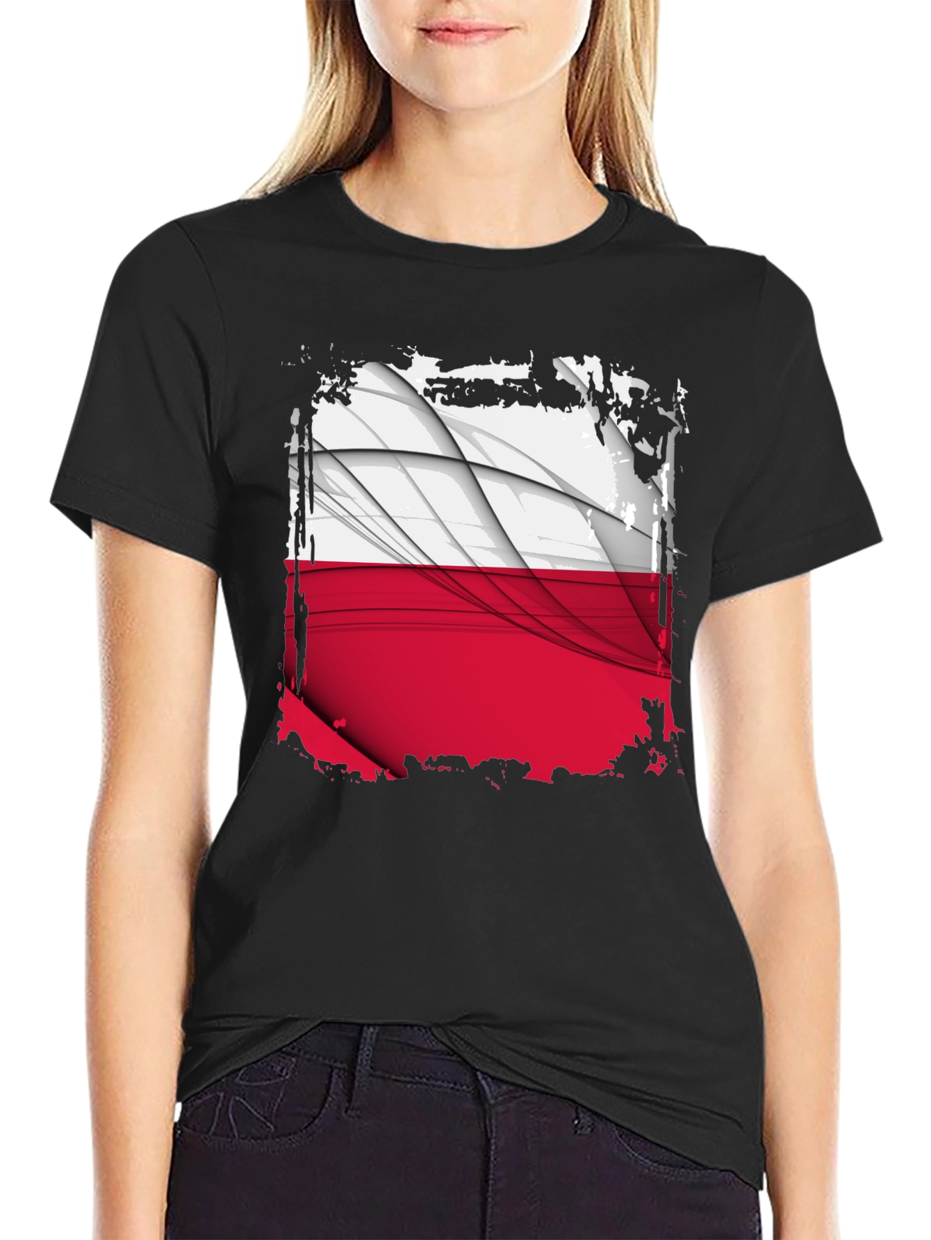 Poland Flag Graphic Black T-Shirt