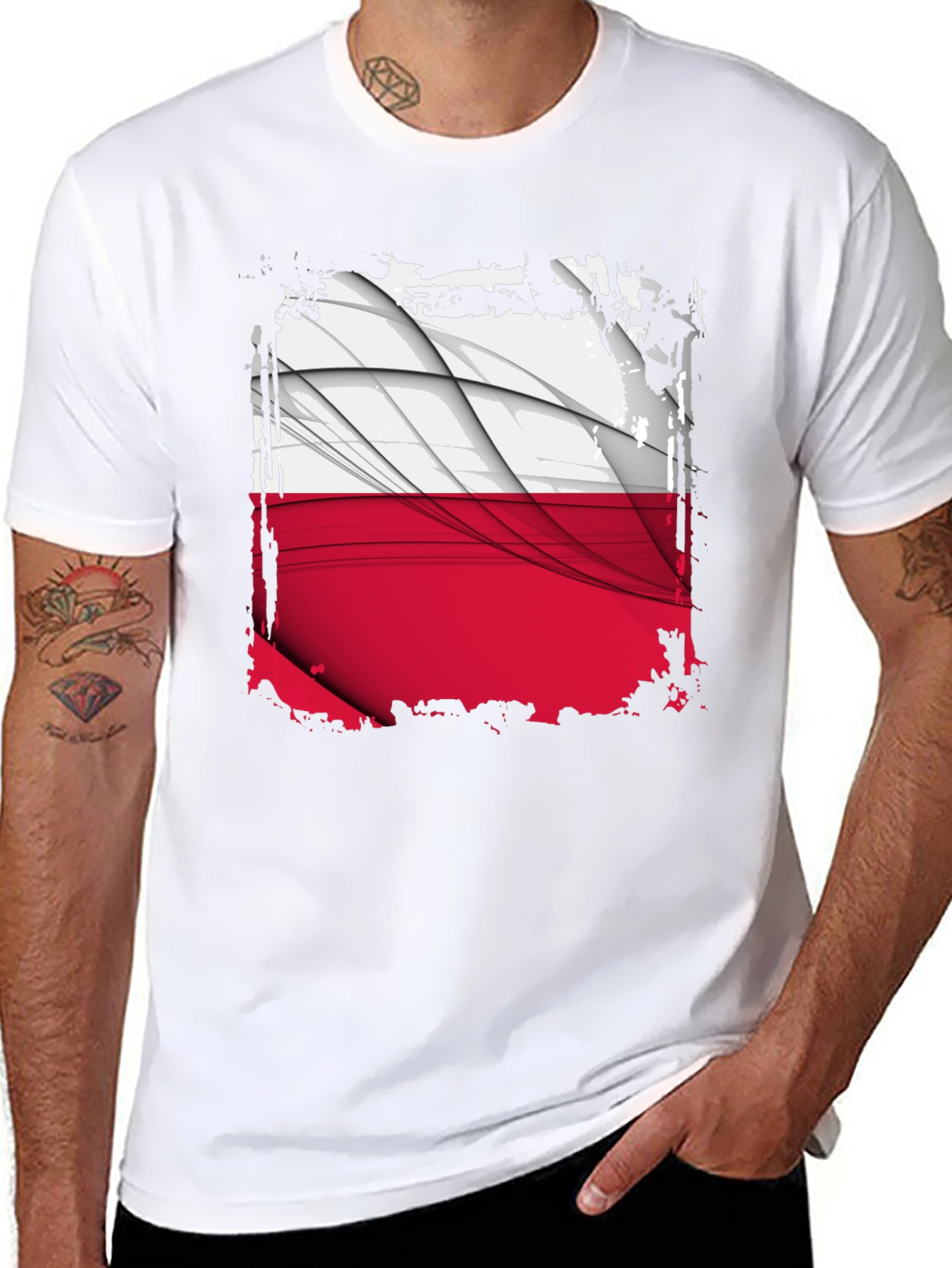 Poland Flag Graphic Black T-Shirt