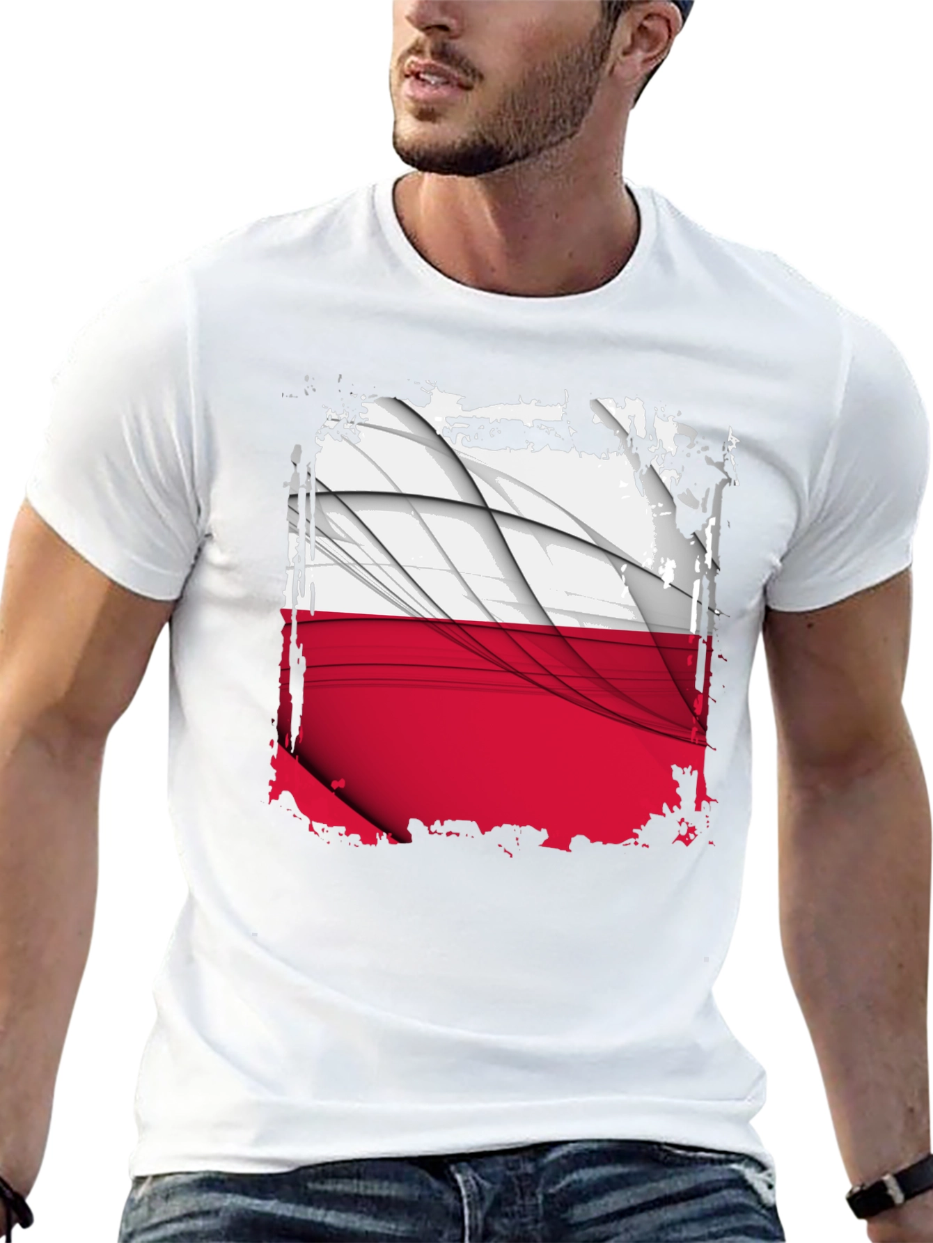 Poland Flag Graphic Black T-Shirt