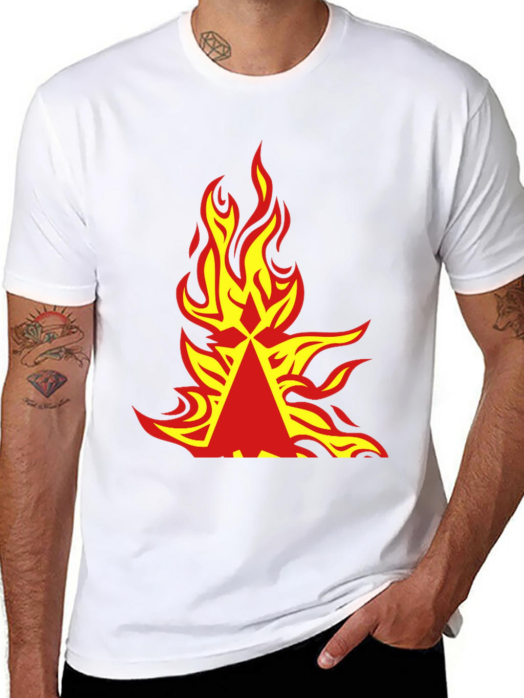 Fiery Graphic Tee - Bold Flame Design
