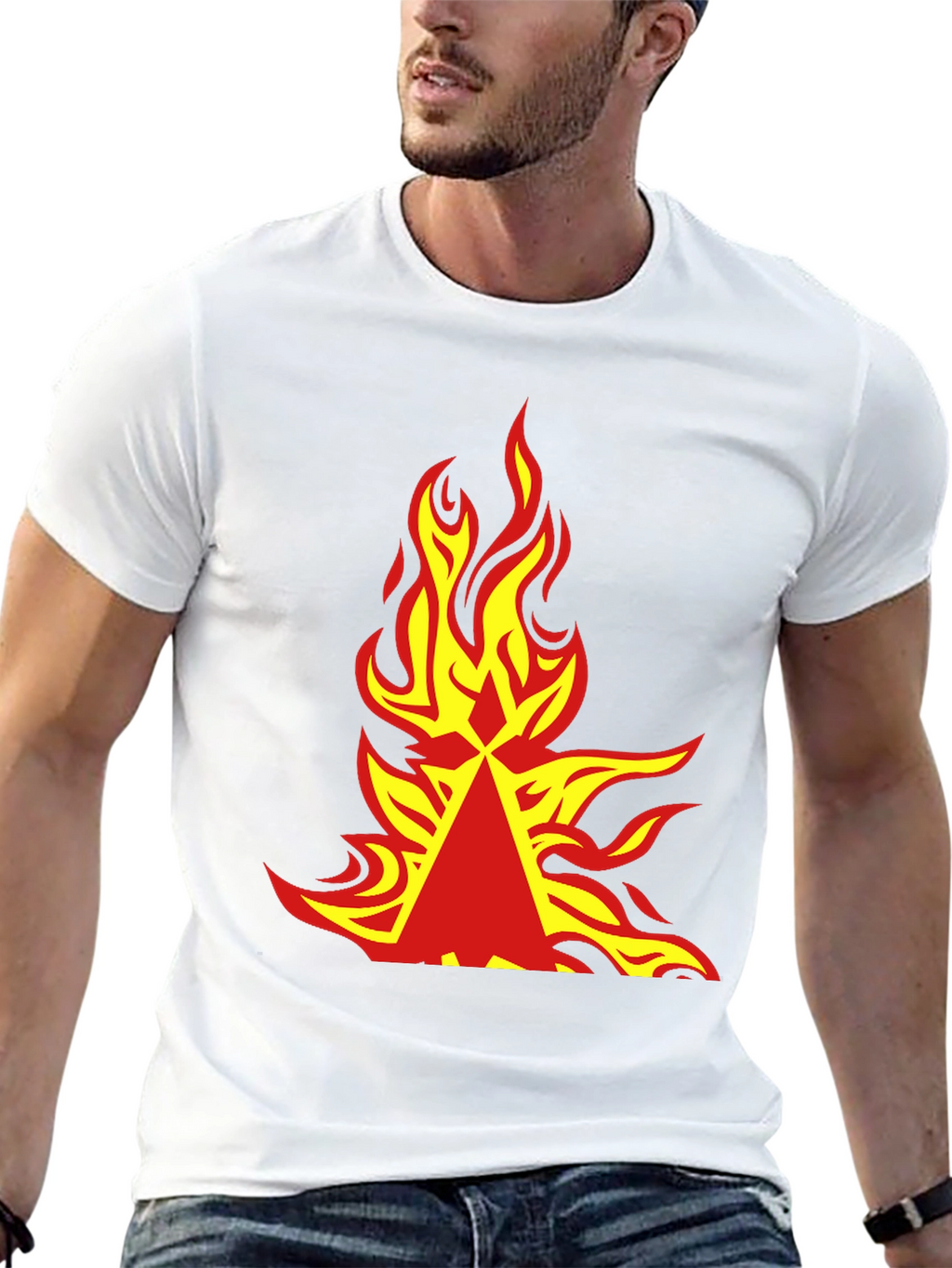 Fiery Graphic Tee - Bold Flame Design