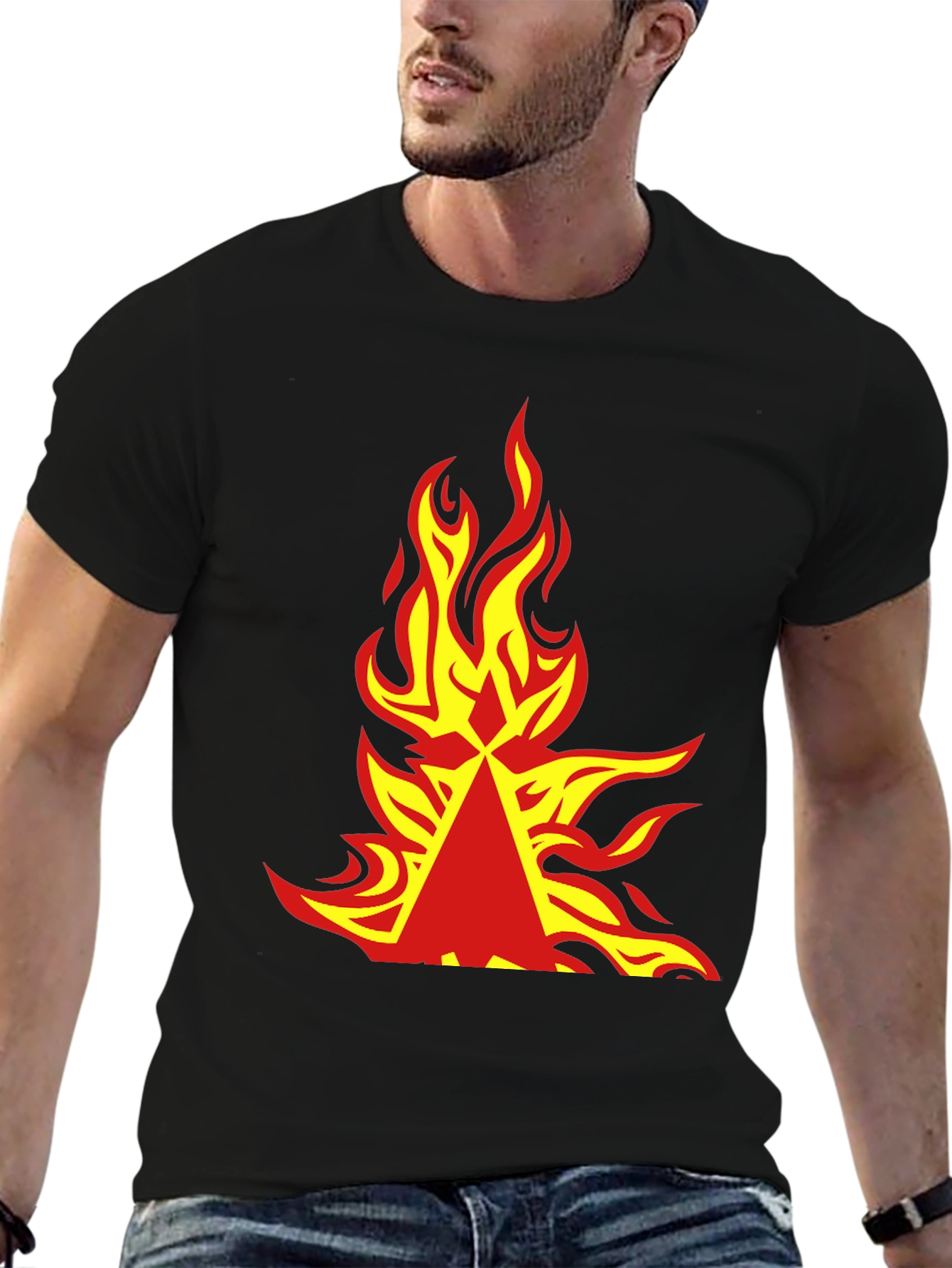 Fiery Graphic Tee - Bold Flame Design