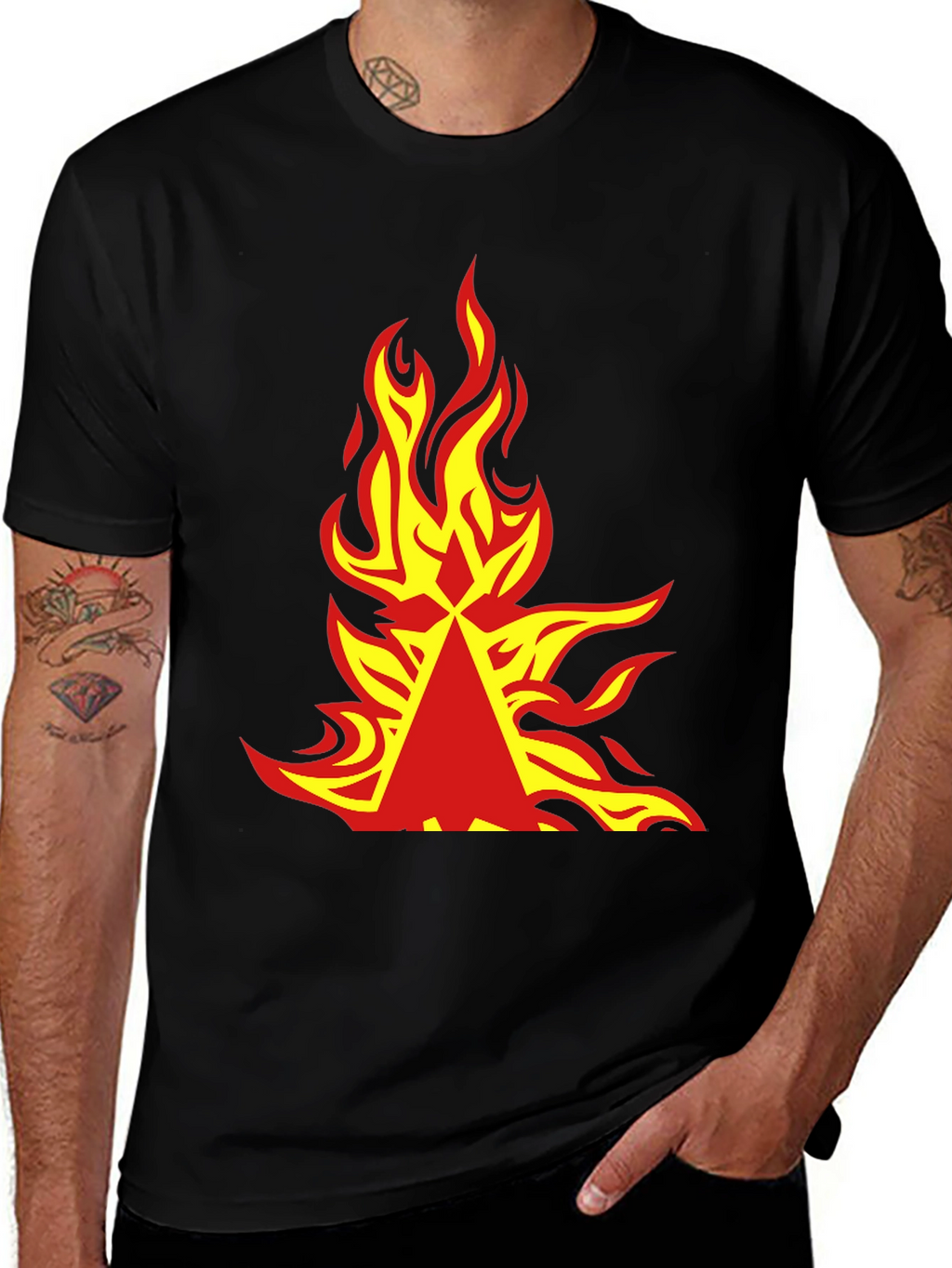 Fiery Graphic Tee - Bold Flame Design