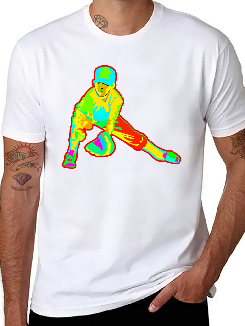 Baseball Player Graphic Black T-Shirt
