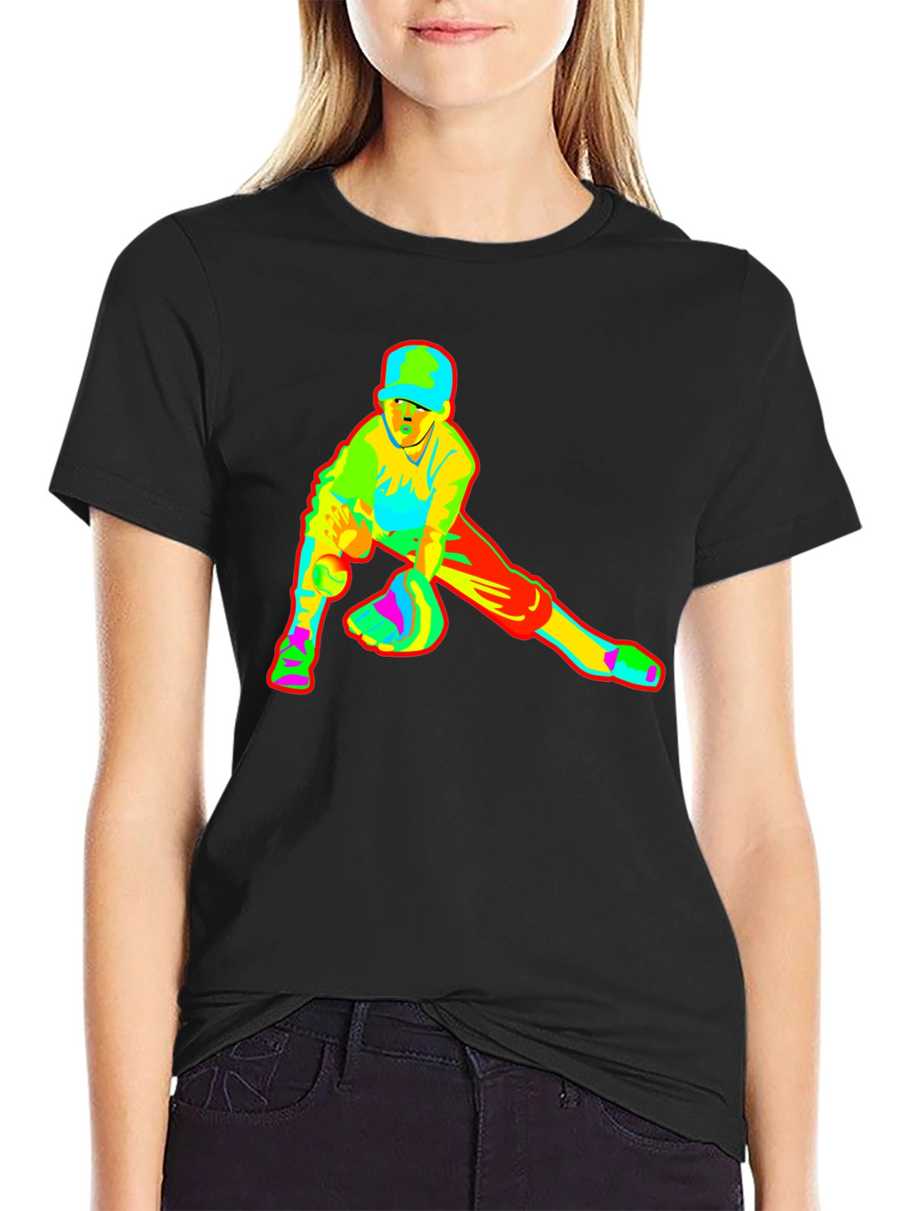 Baseball Player Graphic Black T-Shirt