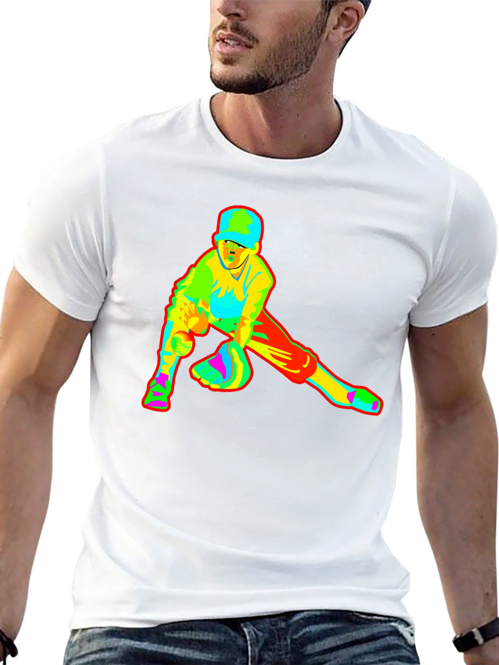 Baseball Player Graphic Black T-Shirt