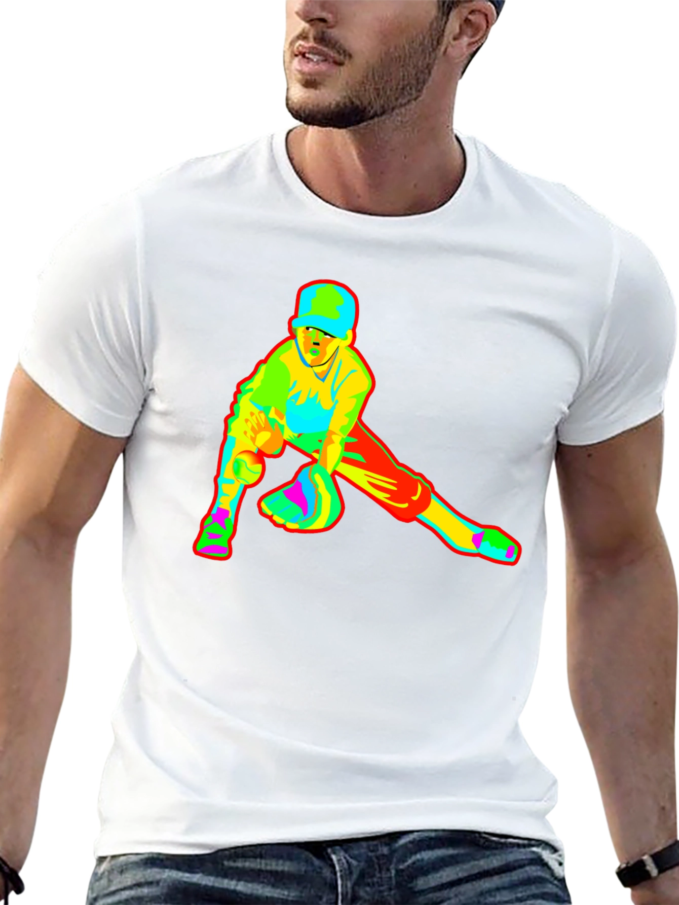Baseball Player Graphic Black T-Shirt