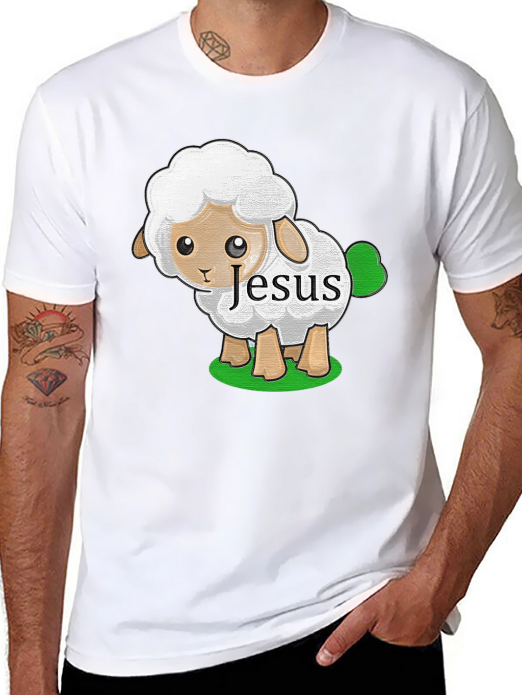 Cute Jesus Sheep T-Shirt - Black Cotton Tee