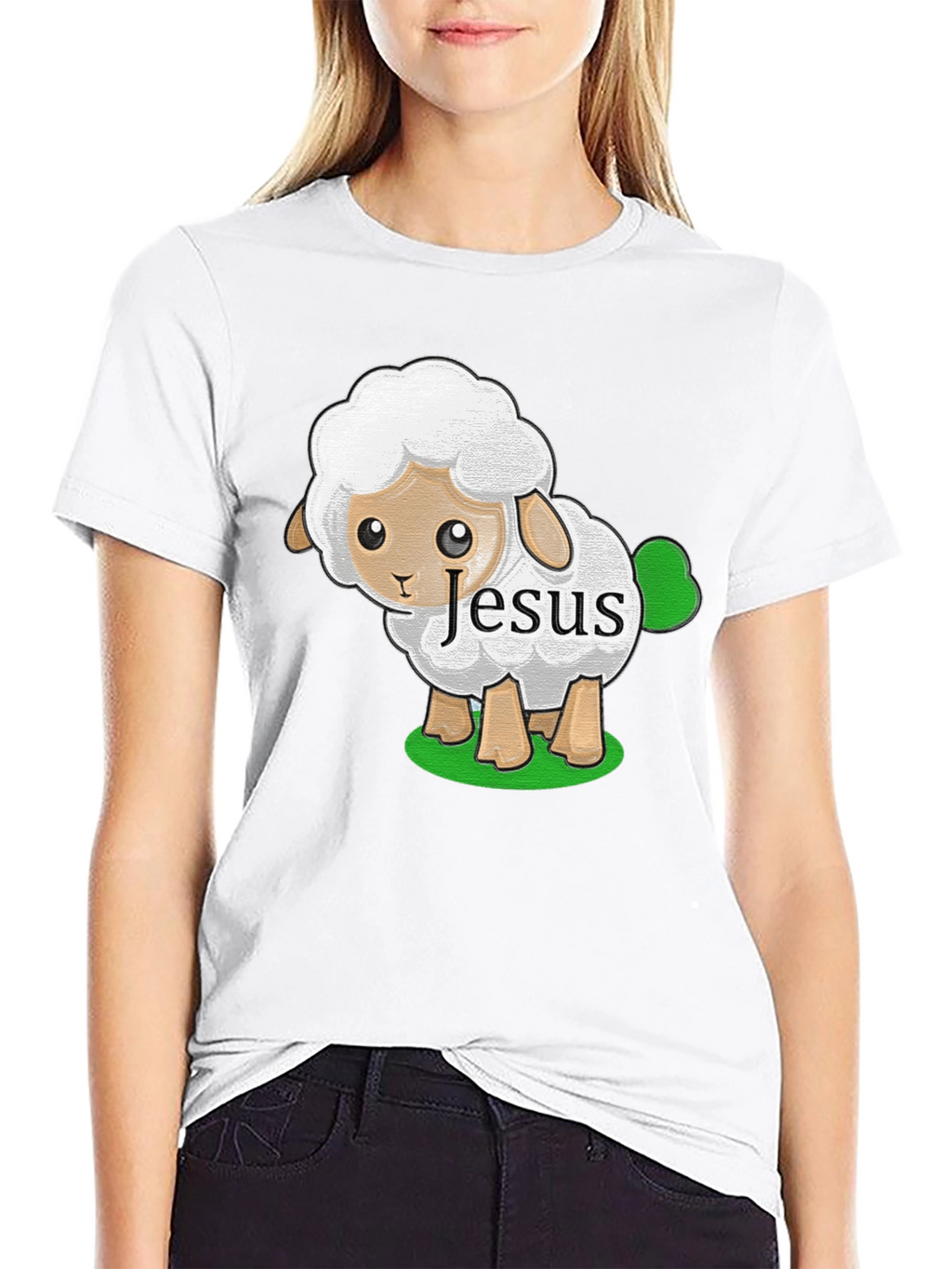 Cute Jesus Sheep T-Shirt - Black Cotton Tee