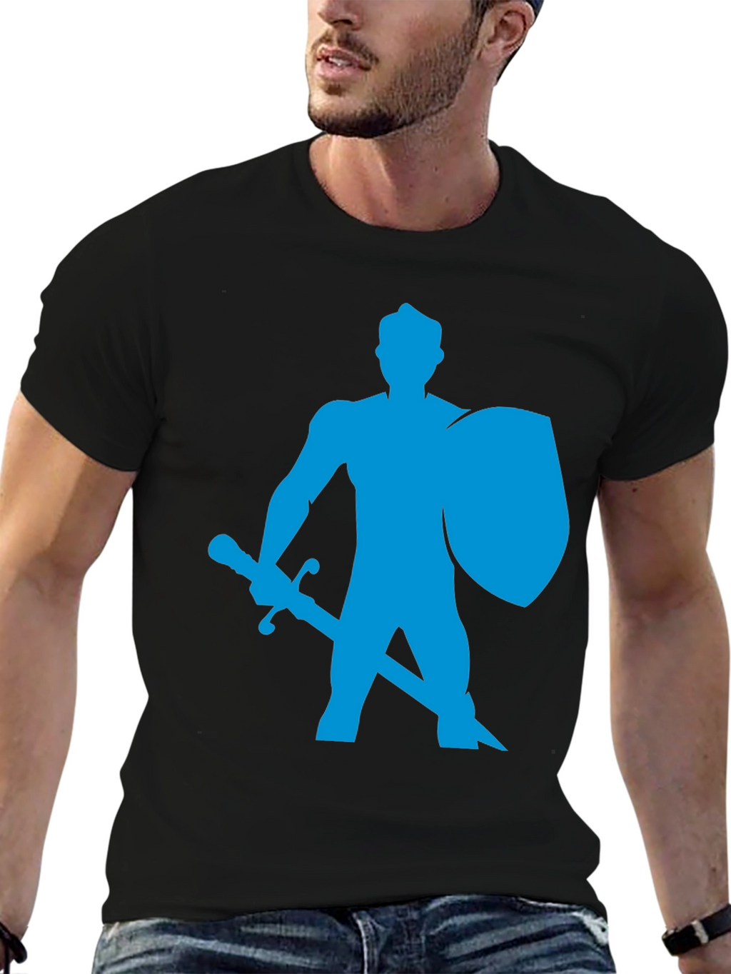 Knight Graphic Tee - Black Cotton T-Shirt