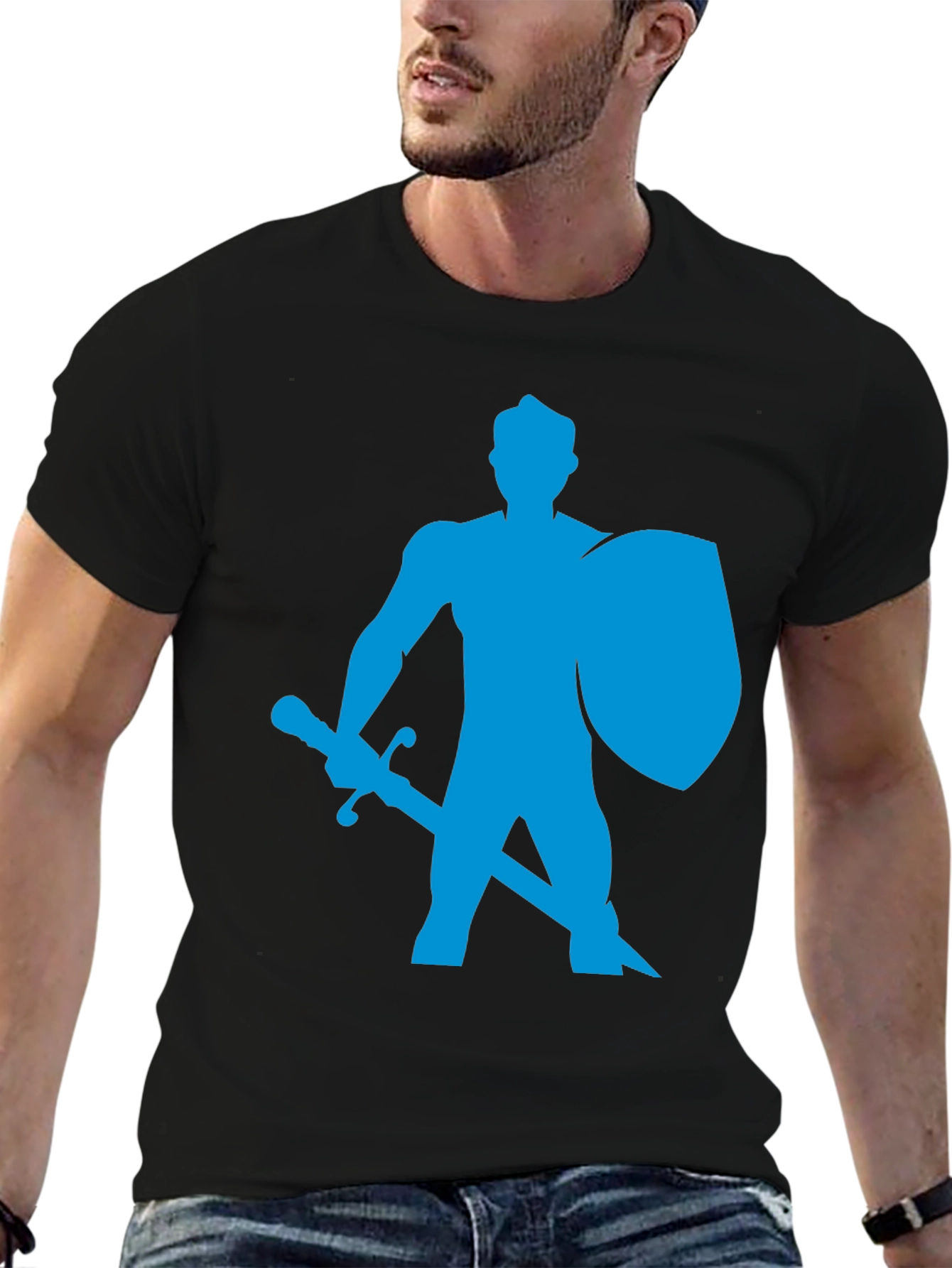 Knight Graphic Tee - Black Cotton T-Shirt
