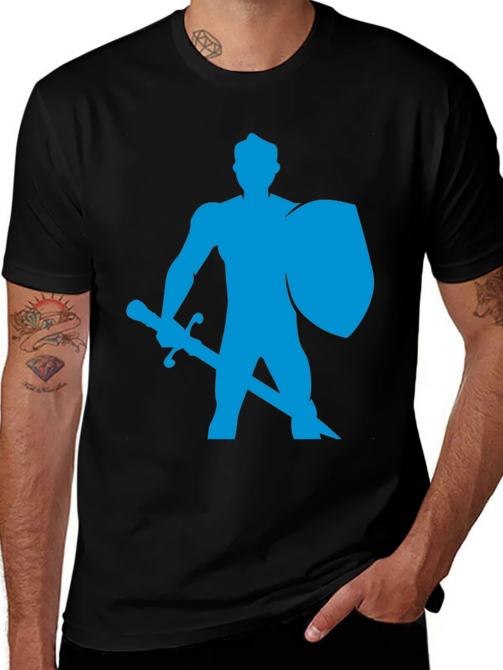 Knight Graphic Tee - Black Cotton T-Shirt