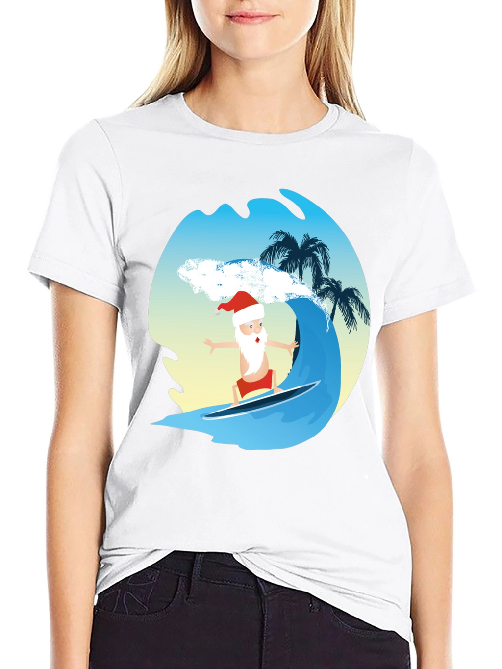 Surfing Santa Graphic Tee - Holiday Fun