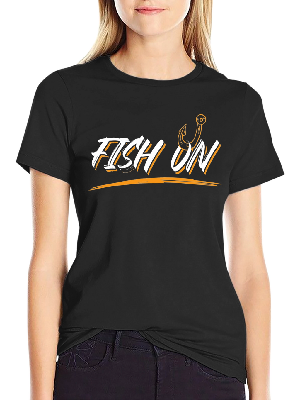 Fish On Black T-Shirt | Fishing Hook Design
