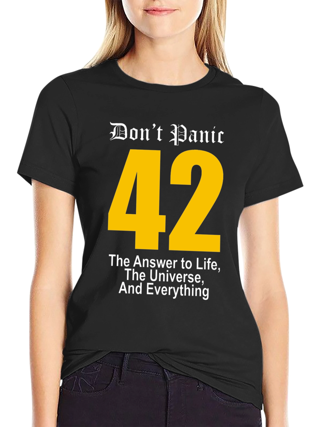 Dont Panic 42 T-Shirt - Answer to Life Universe