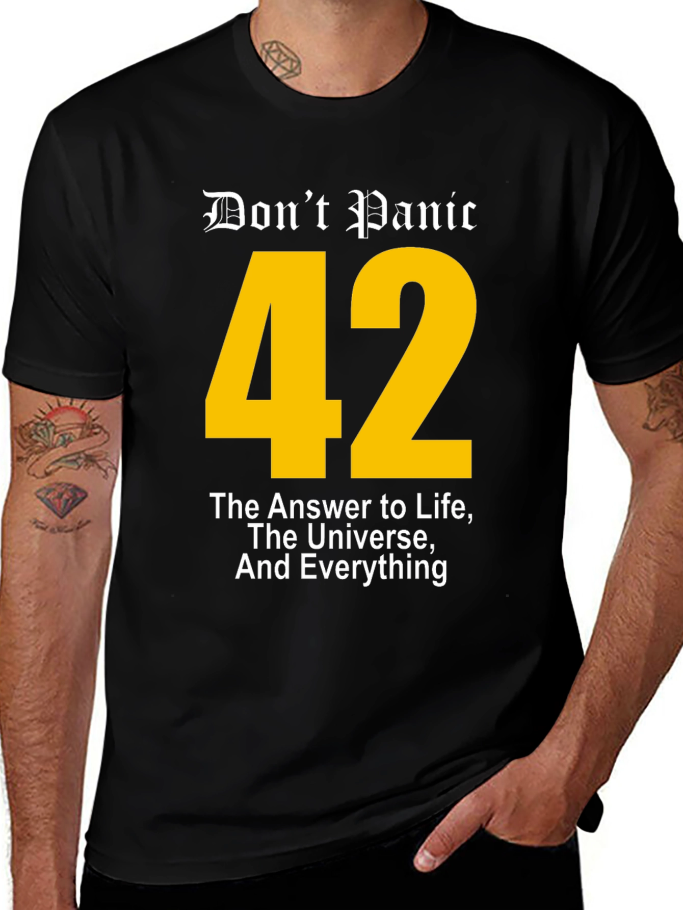 Dont Panic 42 T-Shirt - Answer to Life Universe