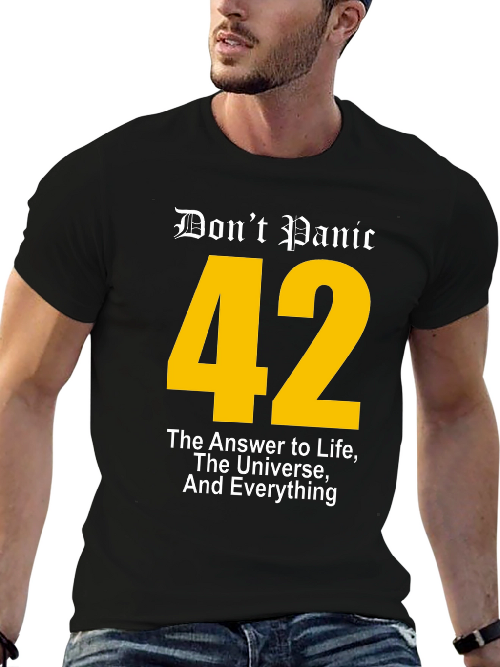 Dont Panic 42 T-Shirt - Answer to Life Universe