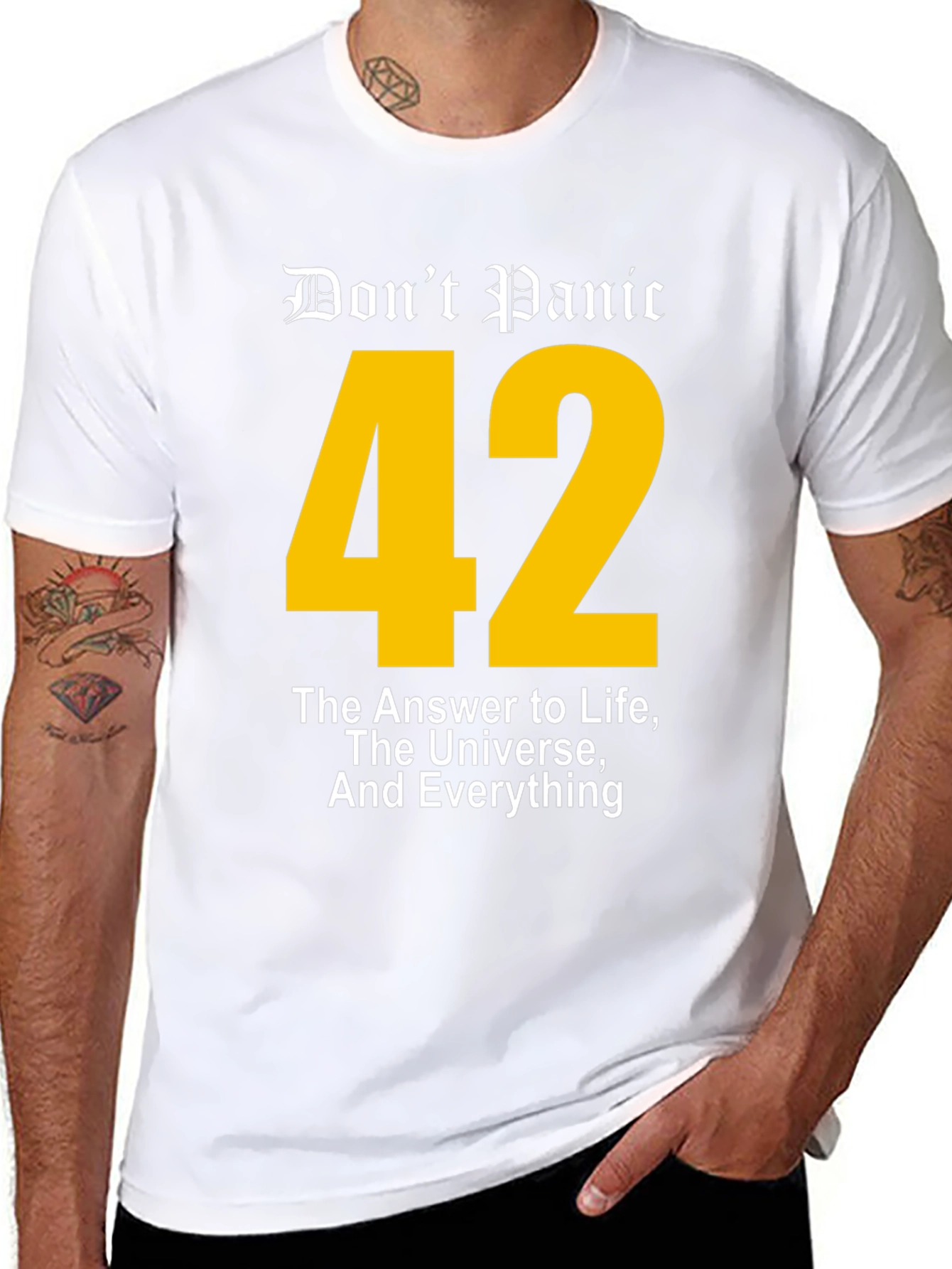 Dont Panic 42 T-Shirt - Answer to Life Universe