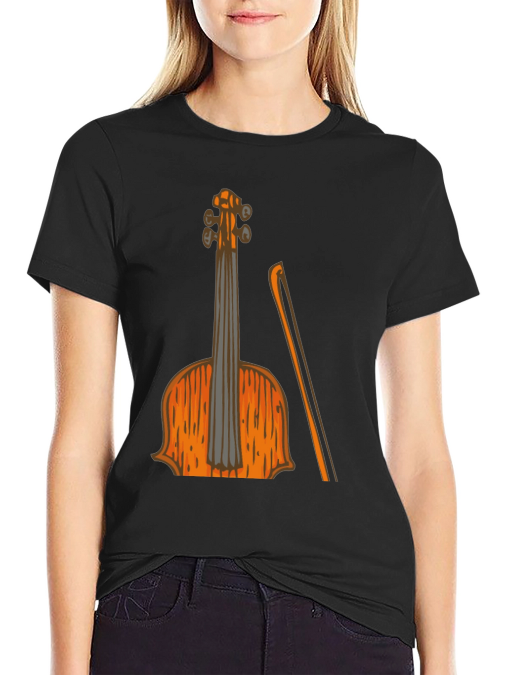 Violin Graphic Black T-Shirt Music Lover Tee