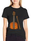 Violin Graphic Black T-Shirt Music Lover Tee